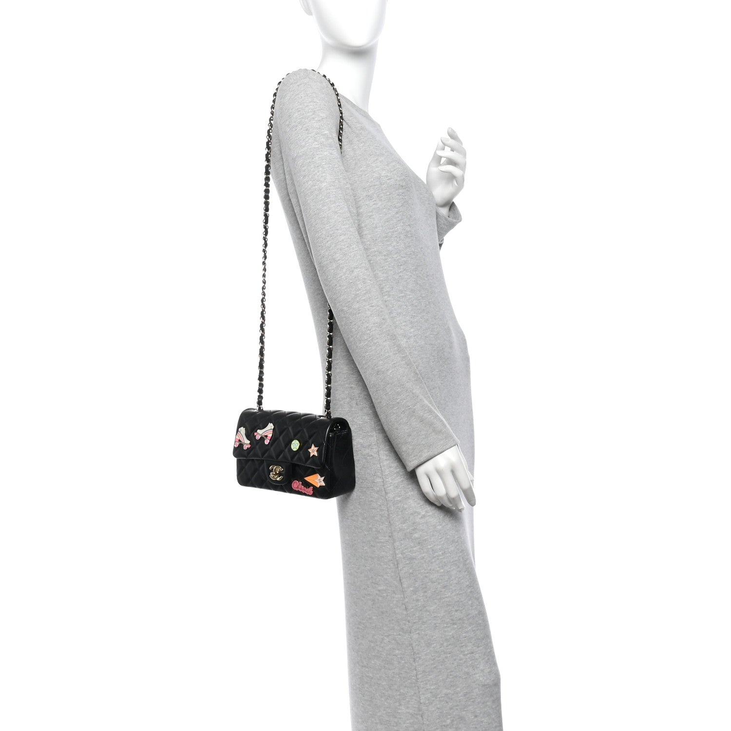 Lambskin Quilted Hollywood Charms Mini Rectangular Flap Black — view 2