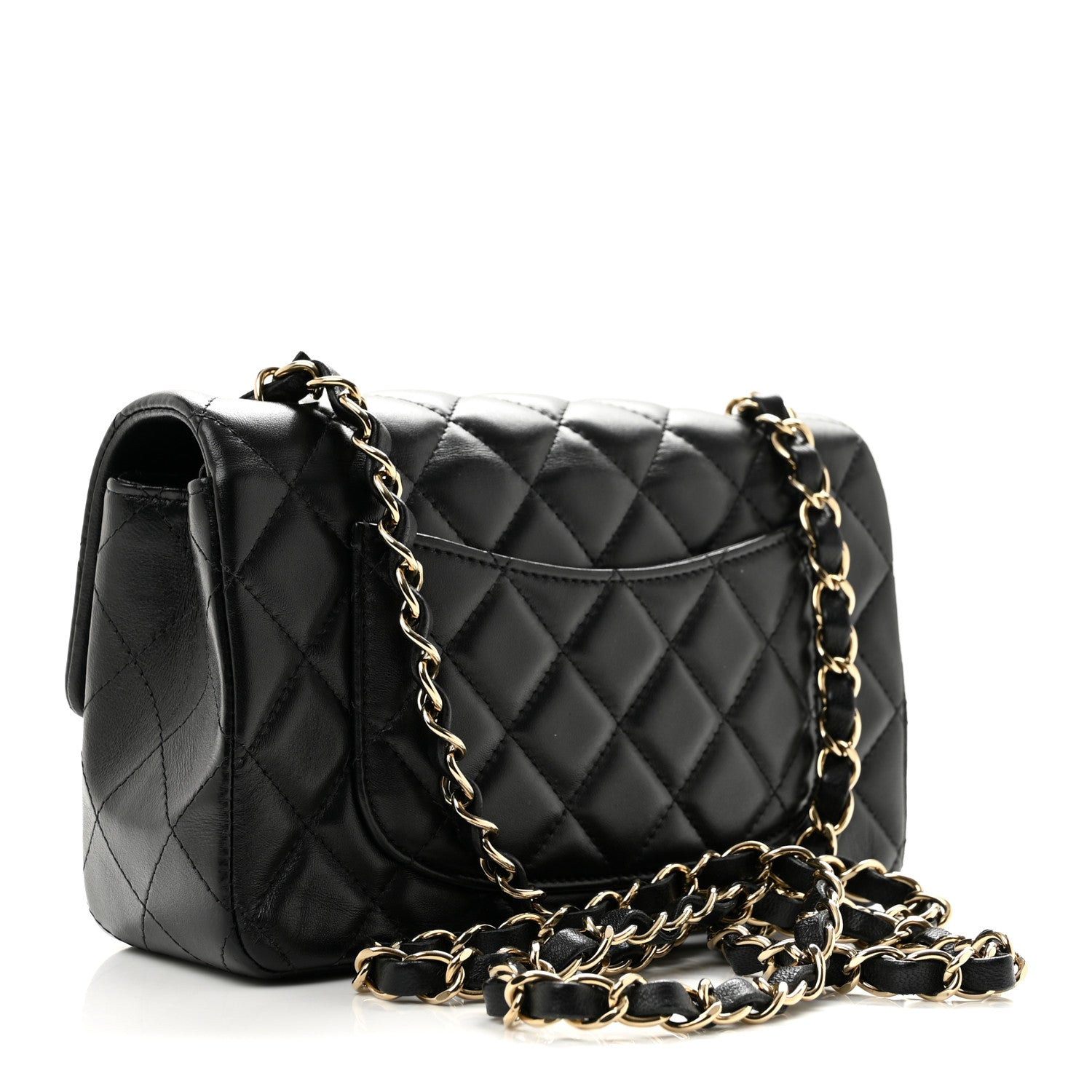 Lambskin Quilted Hollywood Charms Mini Rectangular Flap Black — view 3