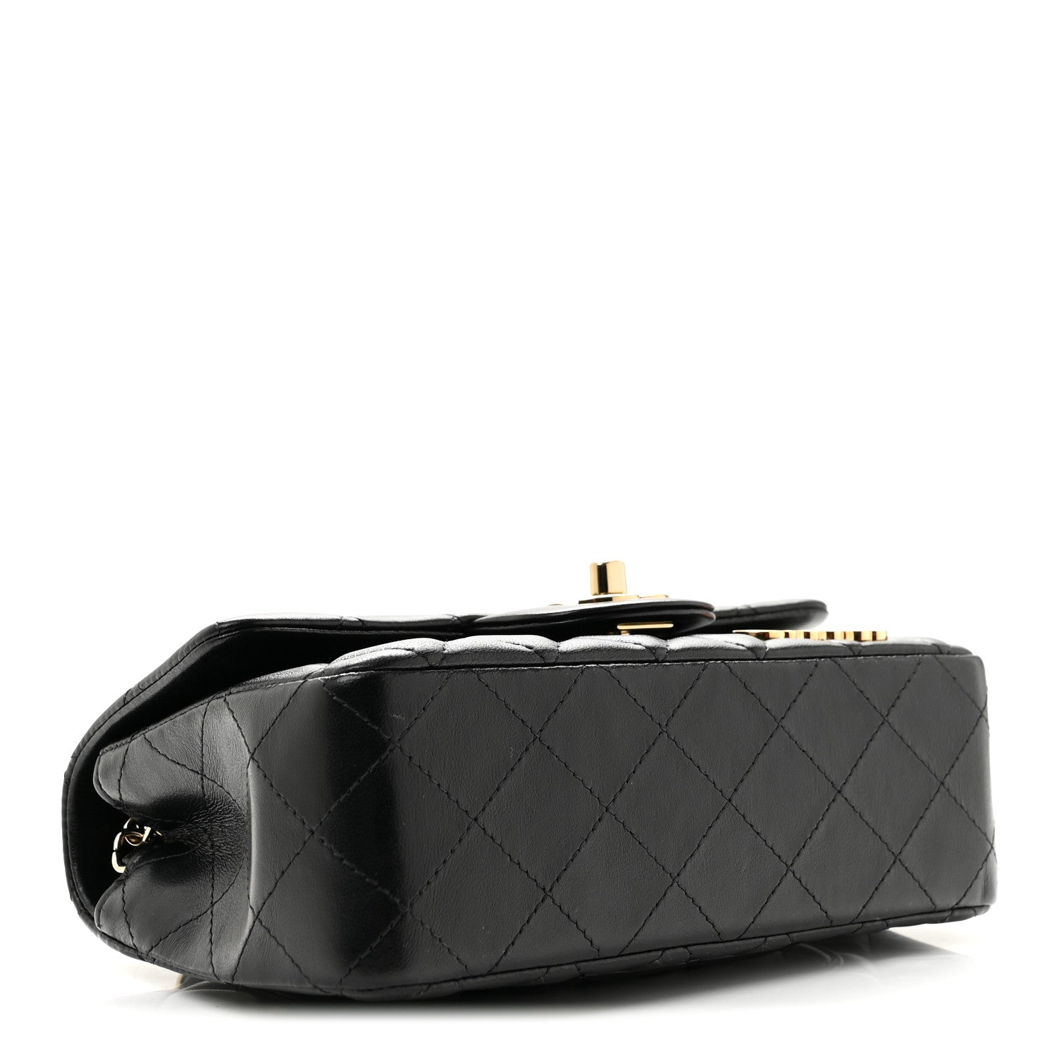 Lambskin Quilted Hollywood Charms Mini Rectangular Flap Black — view 4