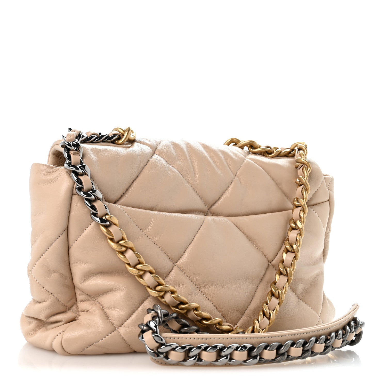 Lambskin Quilted Large Chanel 19 Flap Beige — view 3