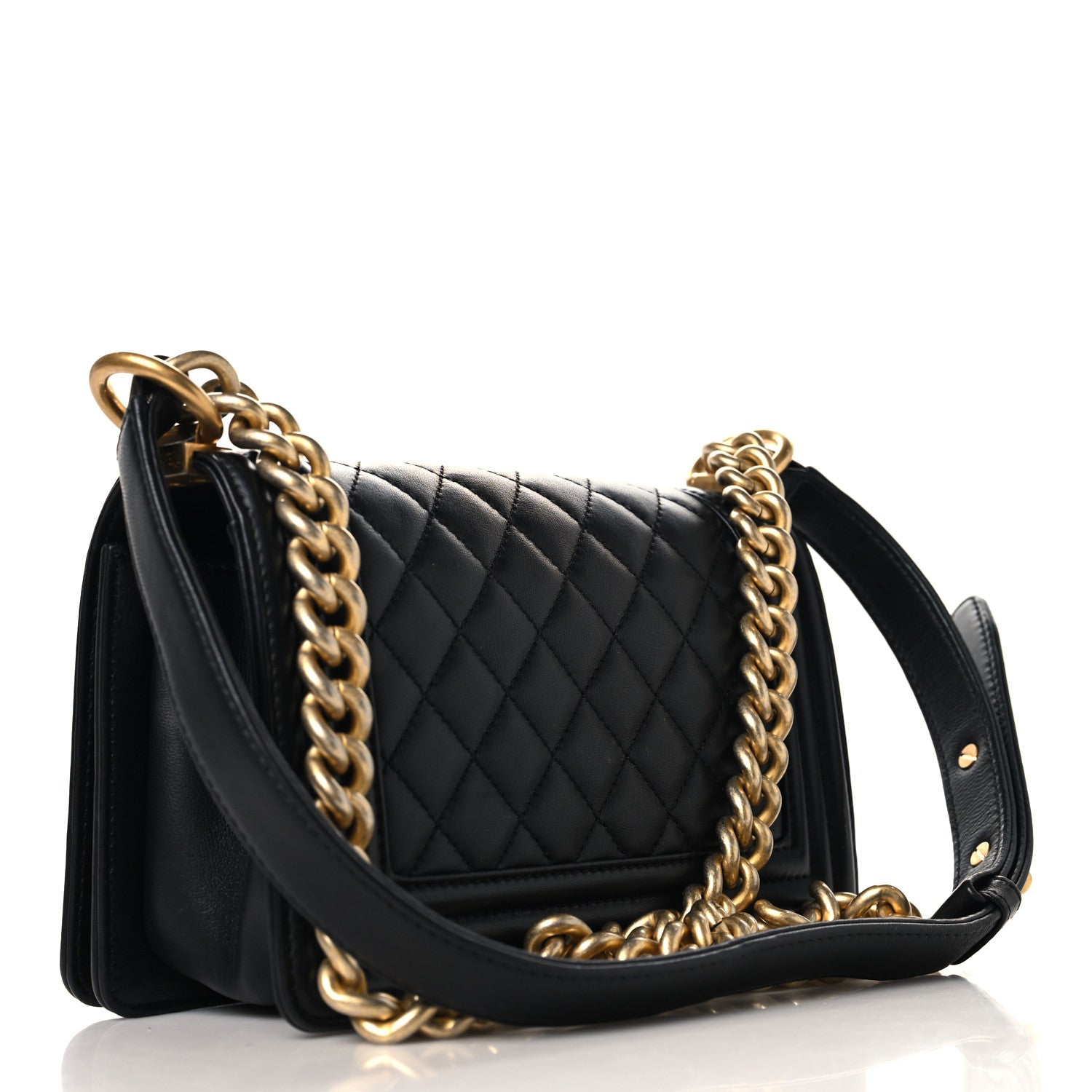 Lambskin Quilted Small Boy Flap Black — view 2