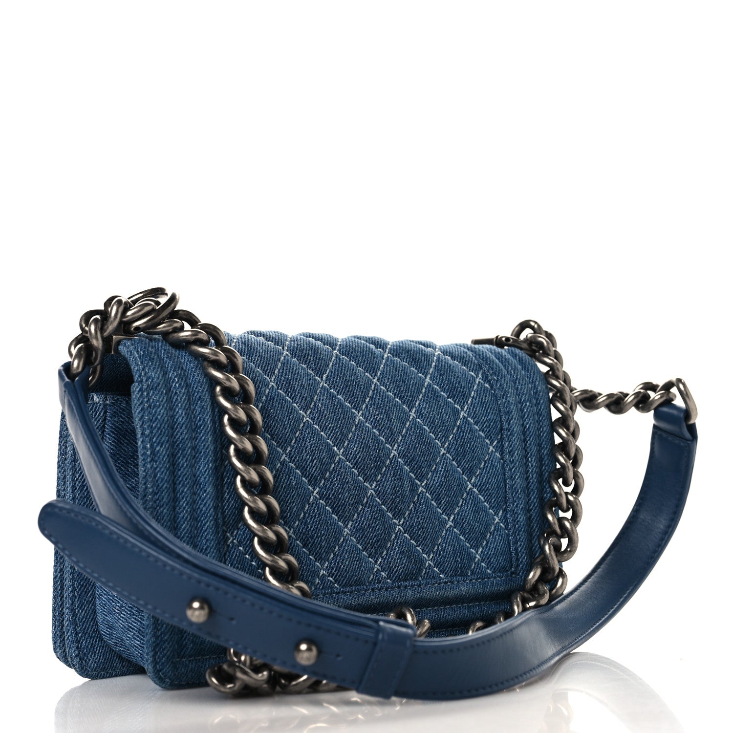 Denim Quilted Small Boy Flap Blue — view 2