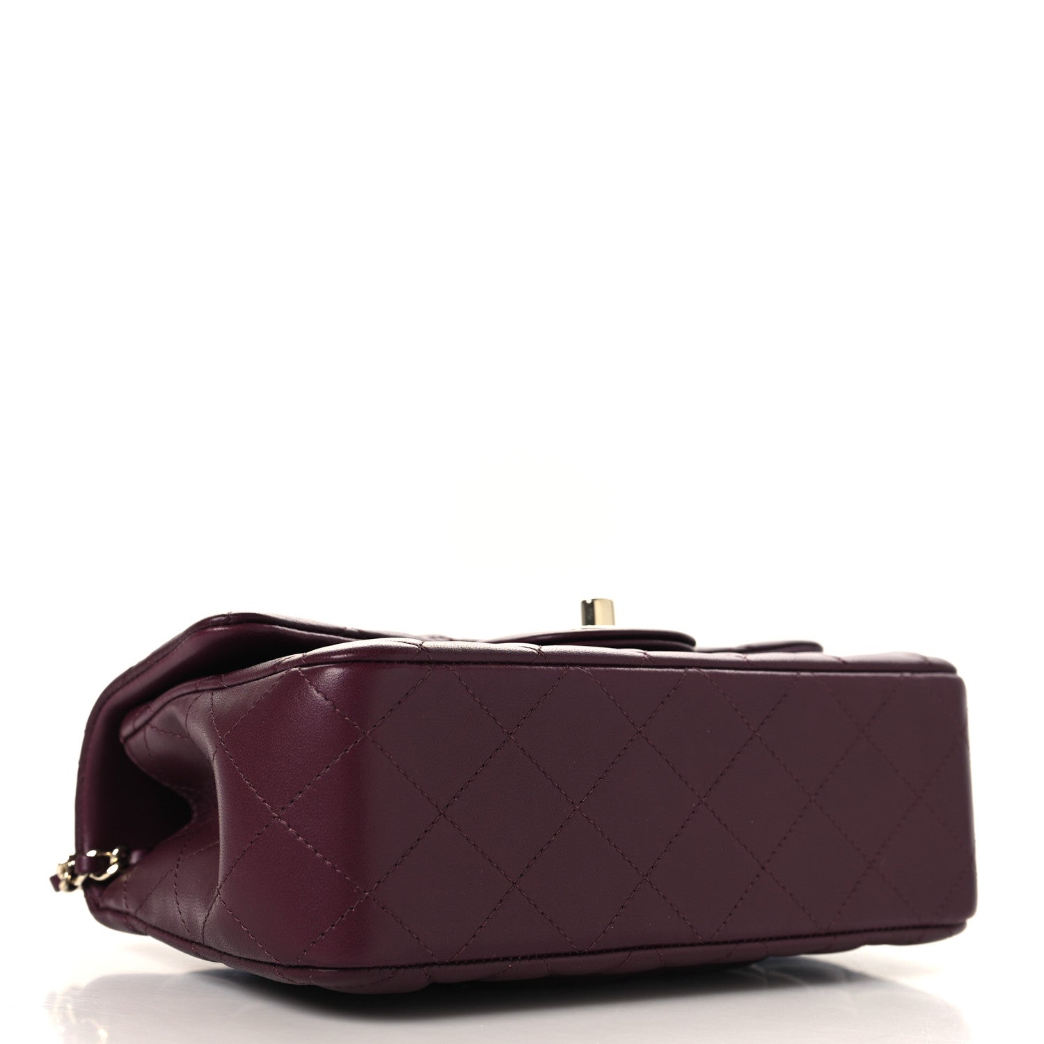 Lambskin Quilted Mini Top Handle Rectangular Flap Burgundy — view 4