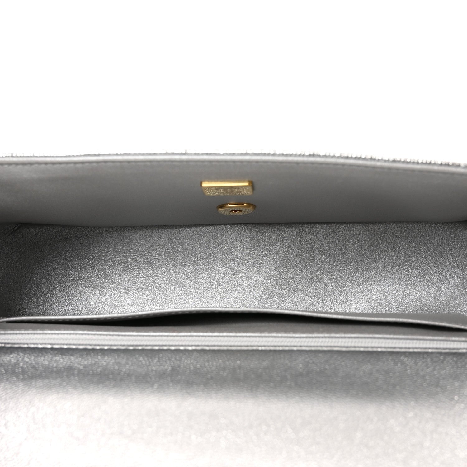 Metallic Caviar Quilted Top Handle East West Flap Silver — view 5