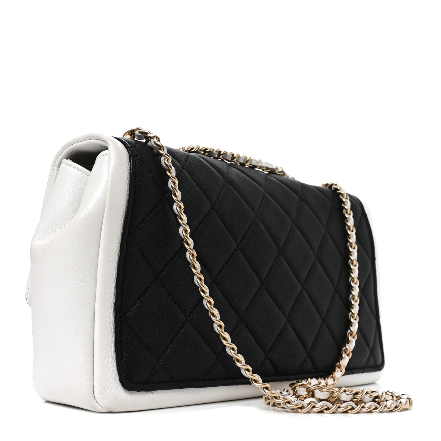 Lambskin Quilted Graphic Medium Flap Black White — view 2