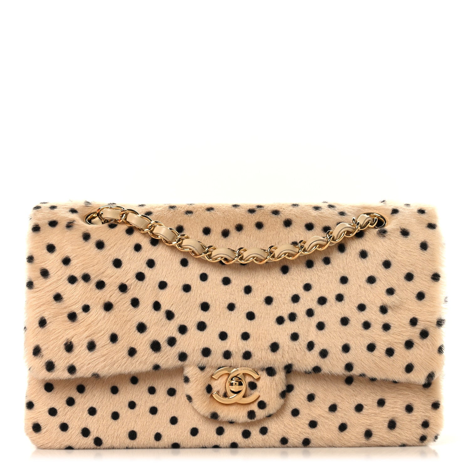 Pony Hair Cheetah Printed Creative Fabrics Flap Light Beige Black — view 1