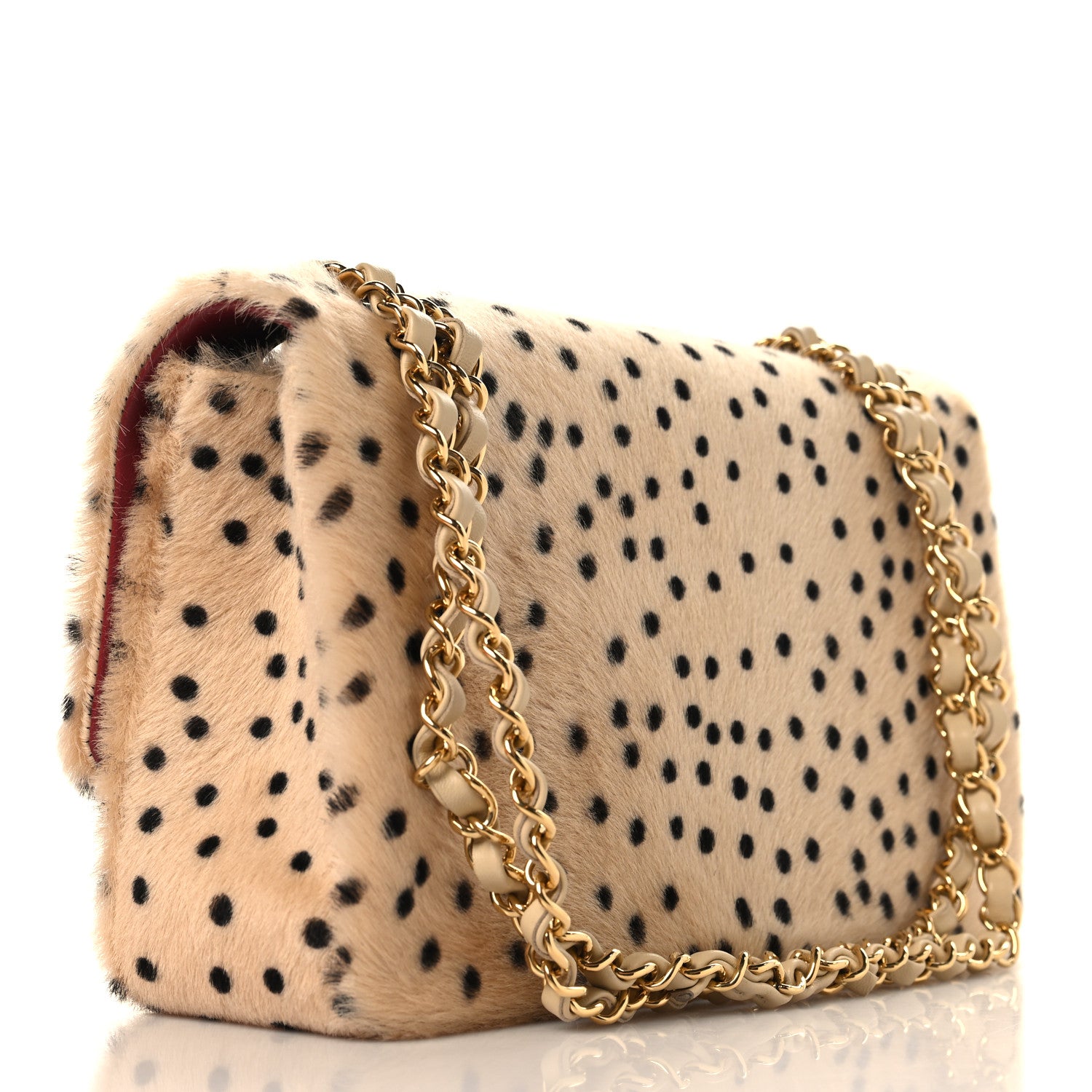 Pony Hair Cheetah Printed Creative Fabrics Flap Light Beige Black — view 2