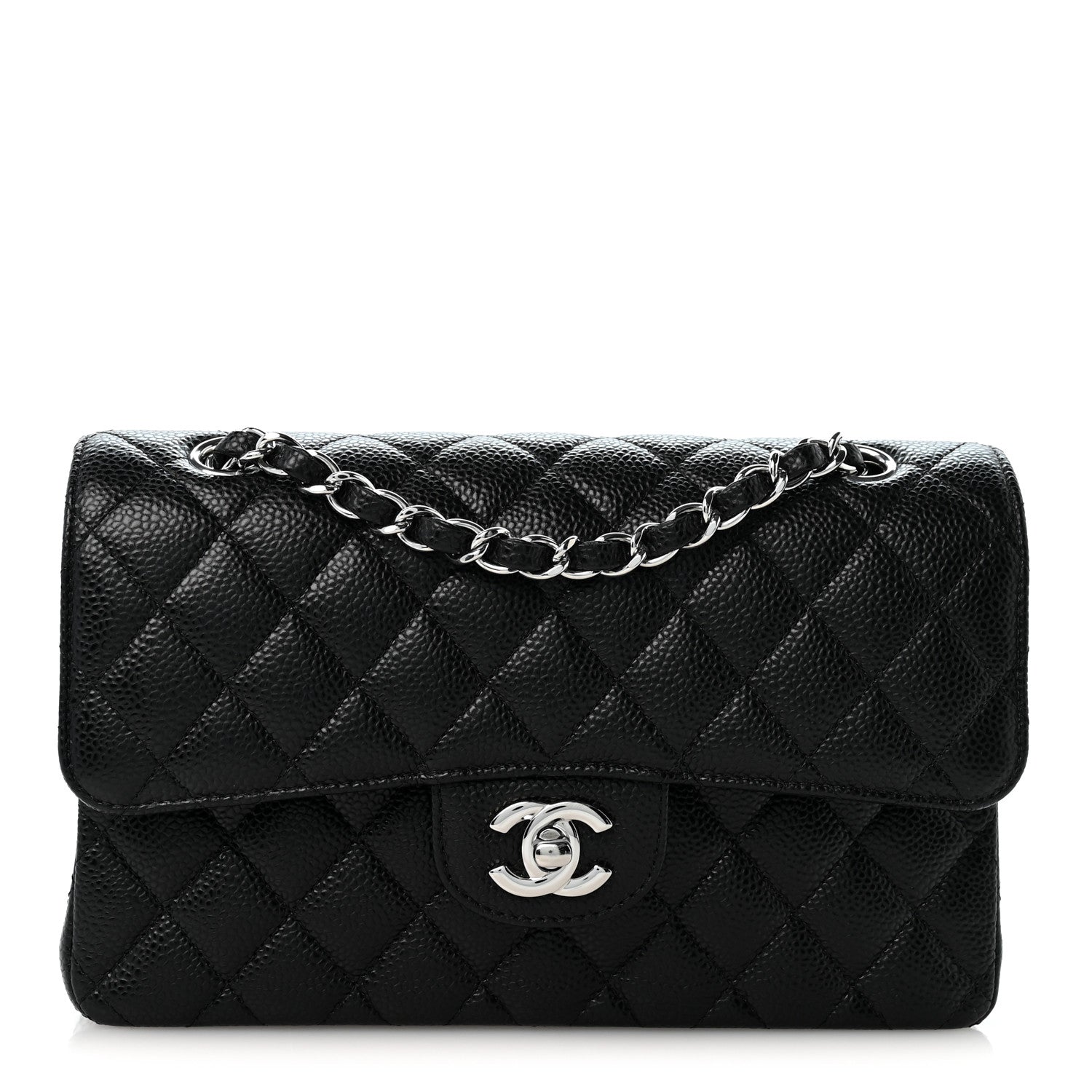 Caviar Quilted Small Double Flap Black