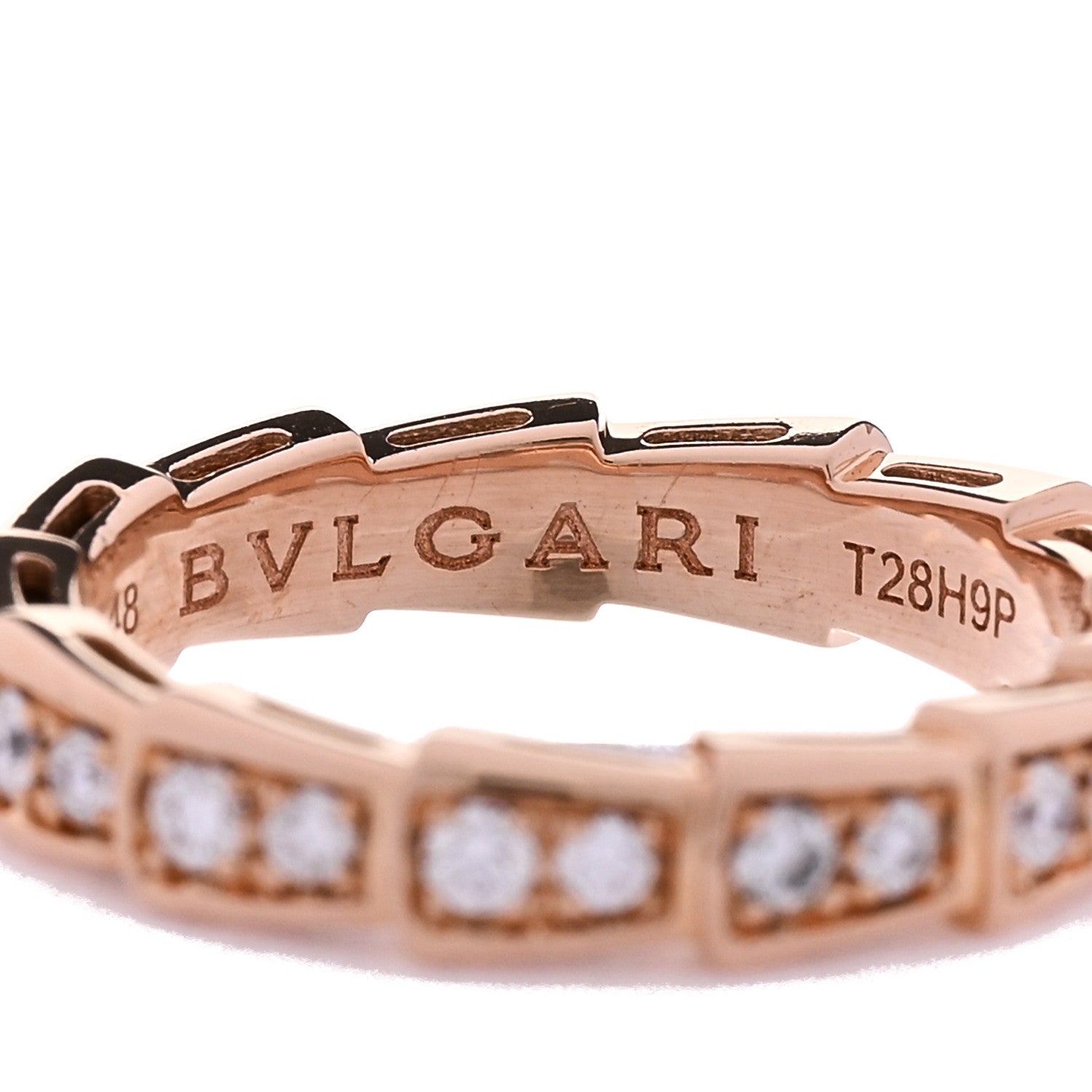 18K Rose Gold Diamond Serpenti Viper Band Ring  48 4.5 — view 4