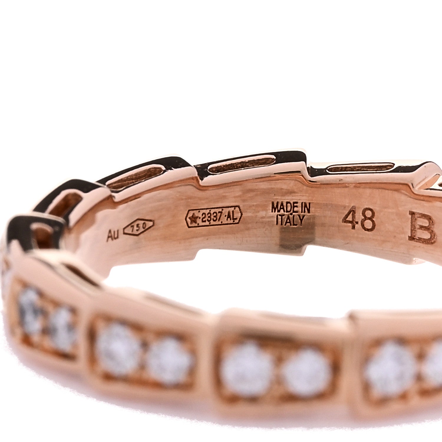 18K Rose Gold Diamond Serpenti Viper Band Ring  48 4.5 — view 5