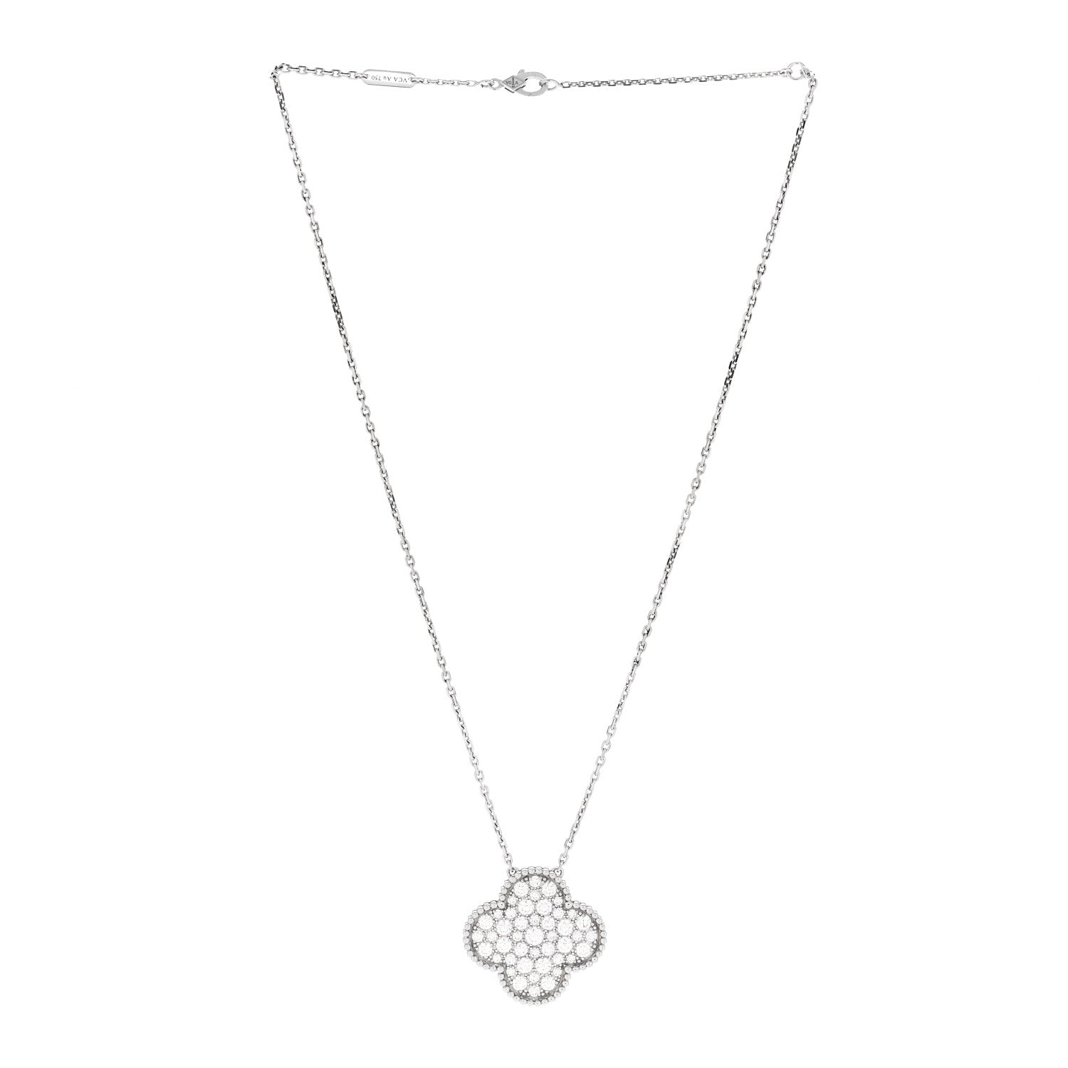 18K White Gold Diamond Magic Alhambra Pendant Necklace — view 3