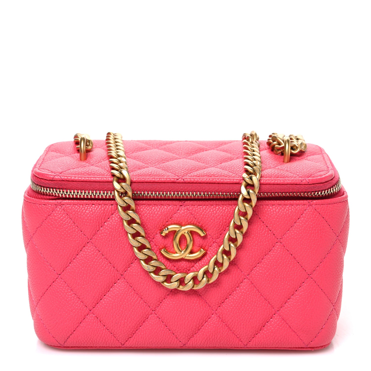 Caviar Quilted Sweetheart Vanity Case Pink