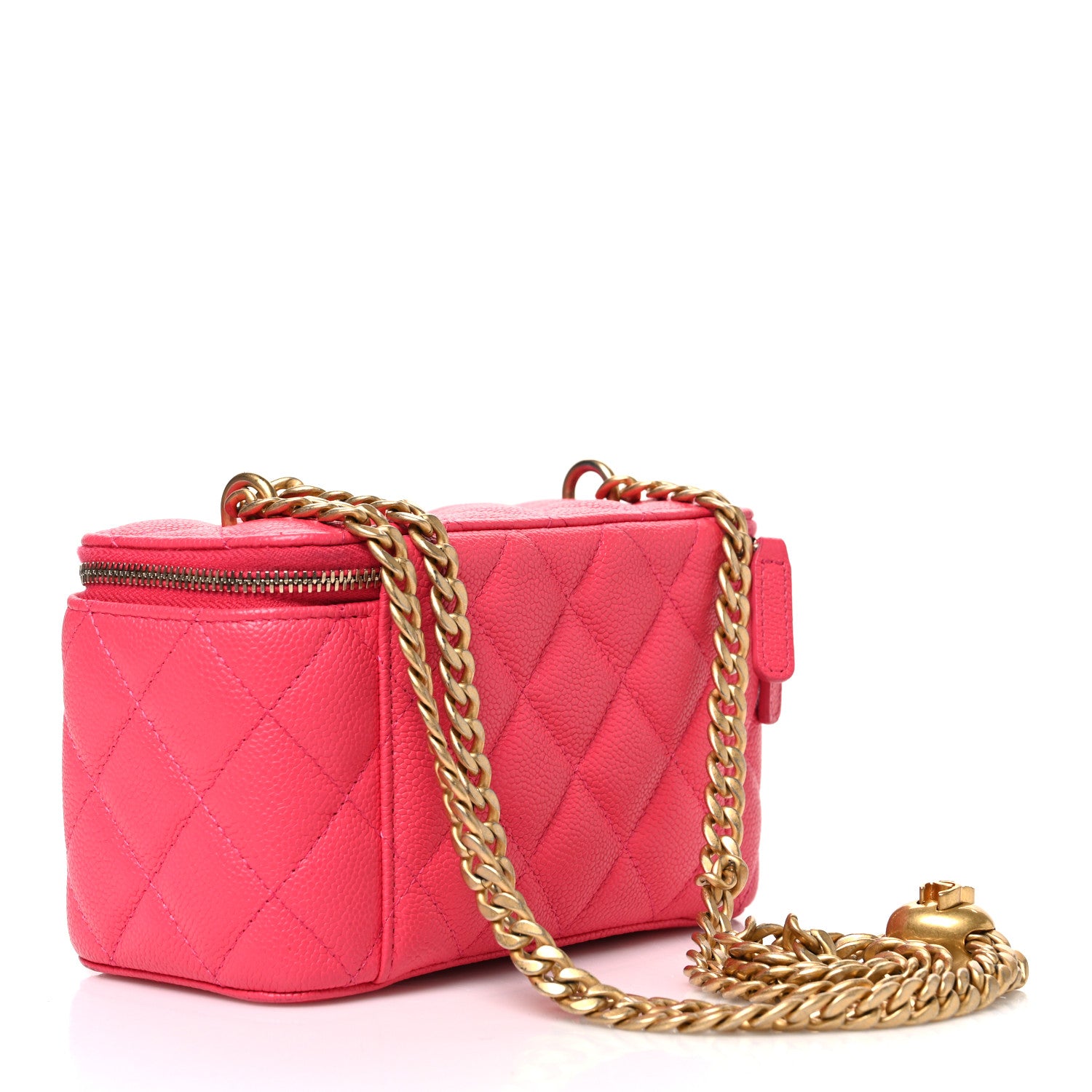 Caviar Quilted Sweetheart Vanity Case Pink — view 3