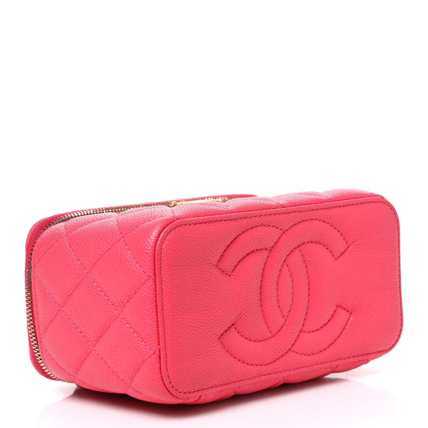 Caviar Quilted Sweetheart Vanity Case Pink — view 4