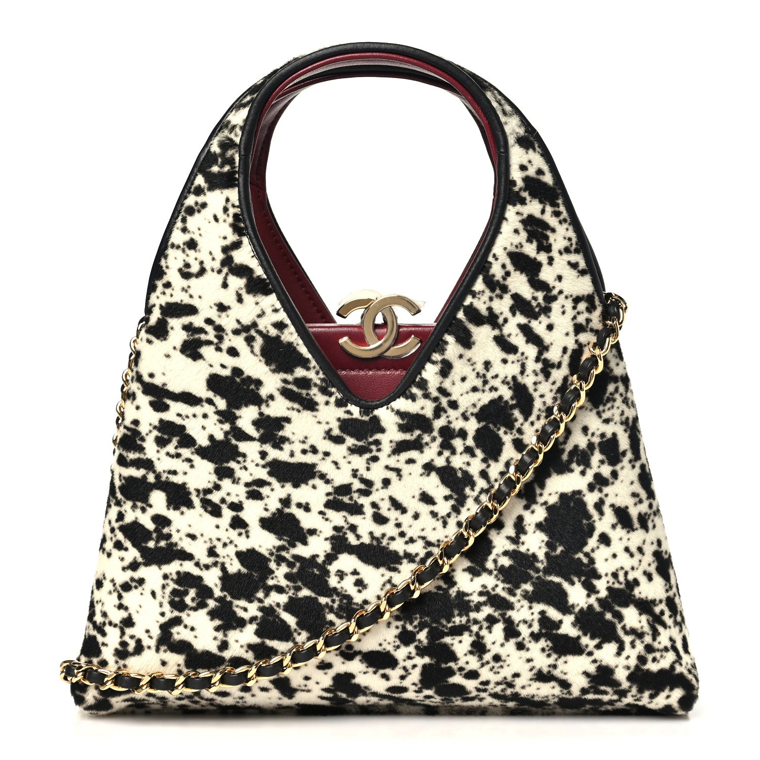 Pony Hair Printed Chic Lady Small Shopping Tote White Black