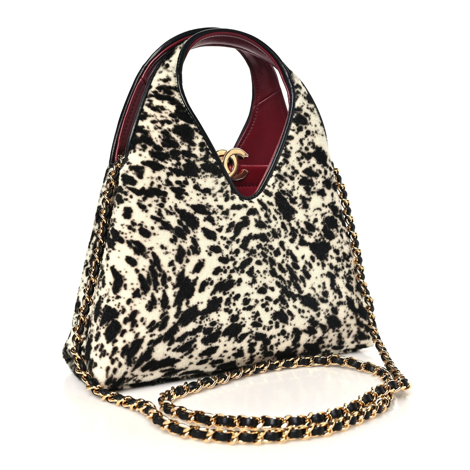 Pony Hair Printed Chic Lady Small Shopping Tote White Black — view 3