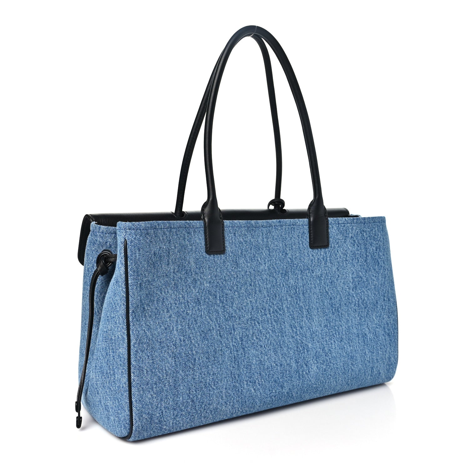 Denim Calfskin Urban Essentials Large Shopping Bag Blue Black — view 3