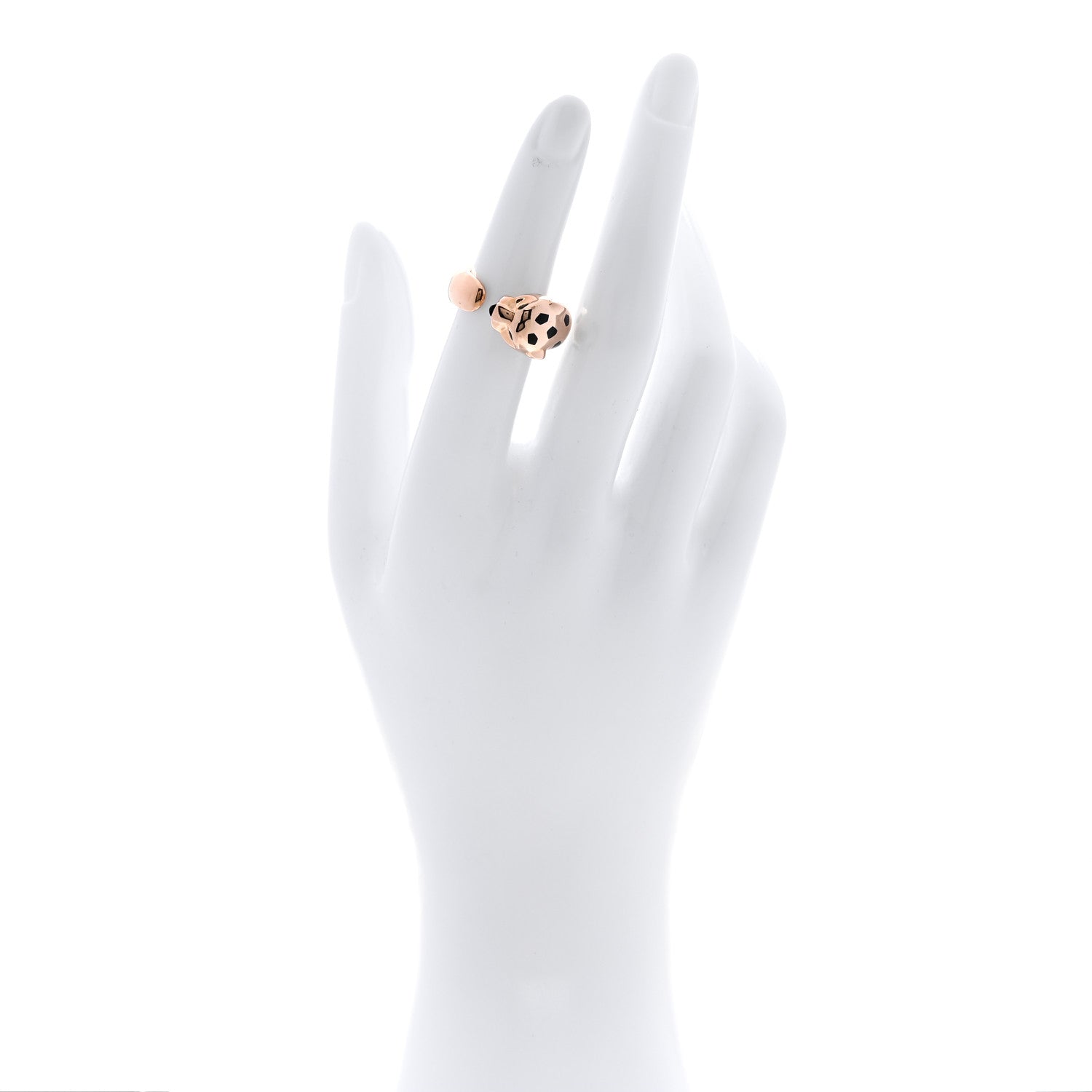 18K Pink Gold Black Lacquer Tsavorite Black Onyx Medium Panthere De Cartier Ring 50 5.5 — view 2