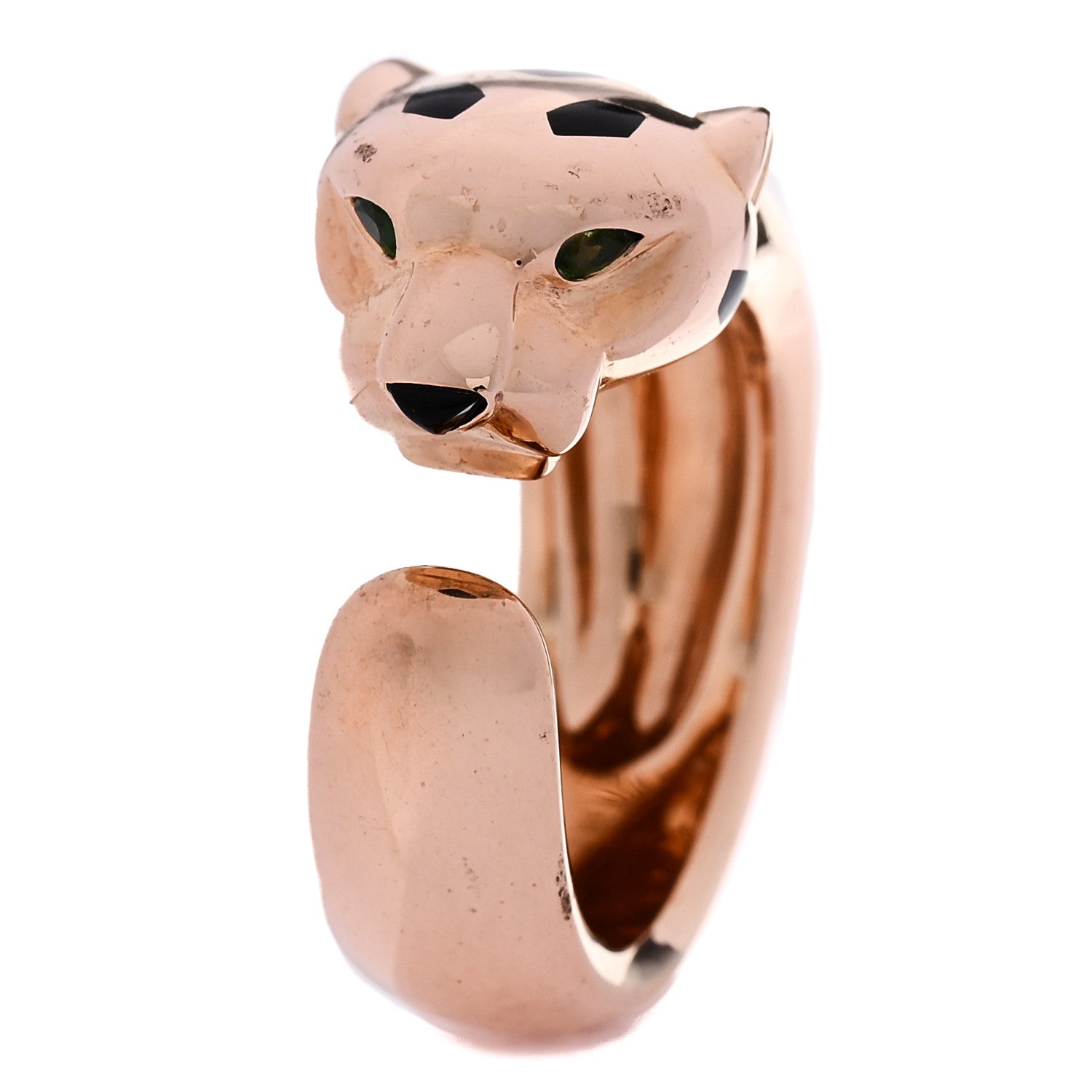 18K Pink Gold Black Lacquer Tsavorite Black Onyx Medium Panthere De Cartier Ring 50 5.5 — view 4