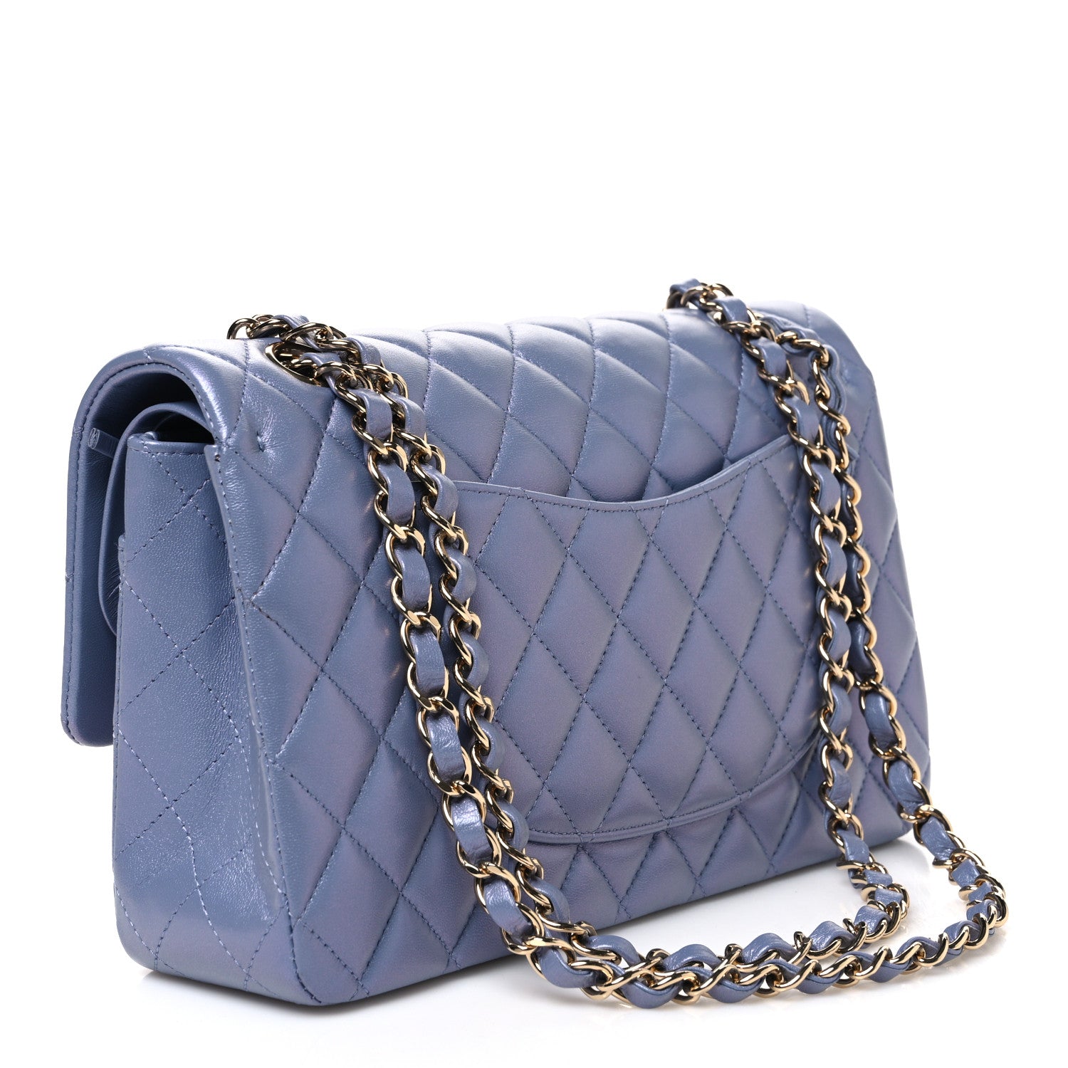 Iridescent Lambskin Quilted Medium Double Flap Light Purple — view 3
