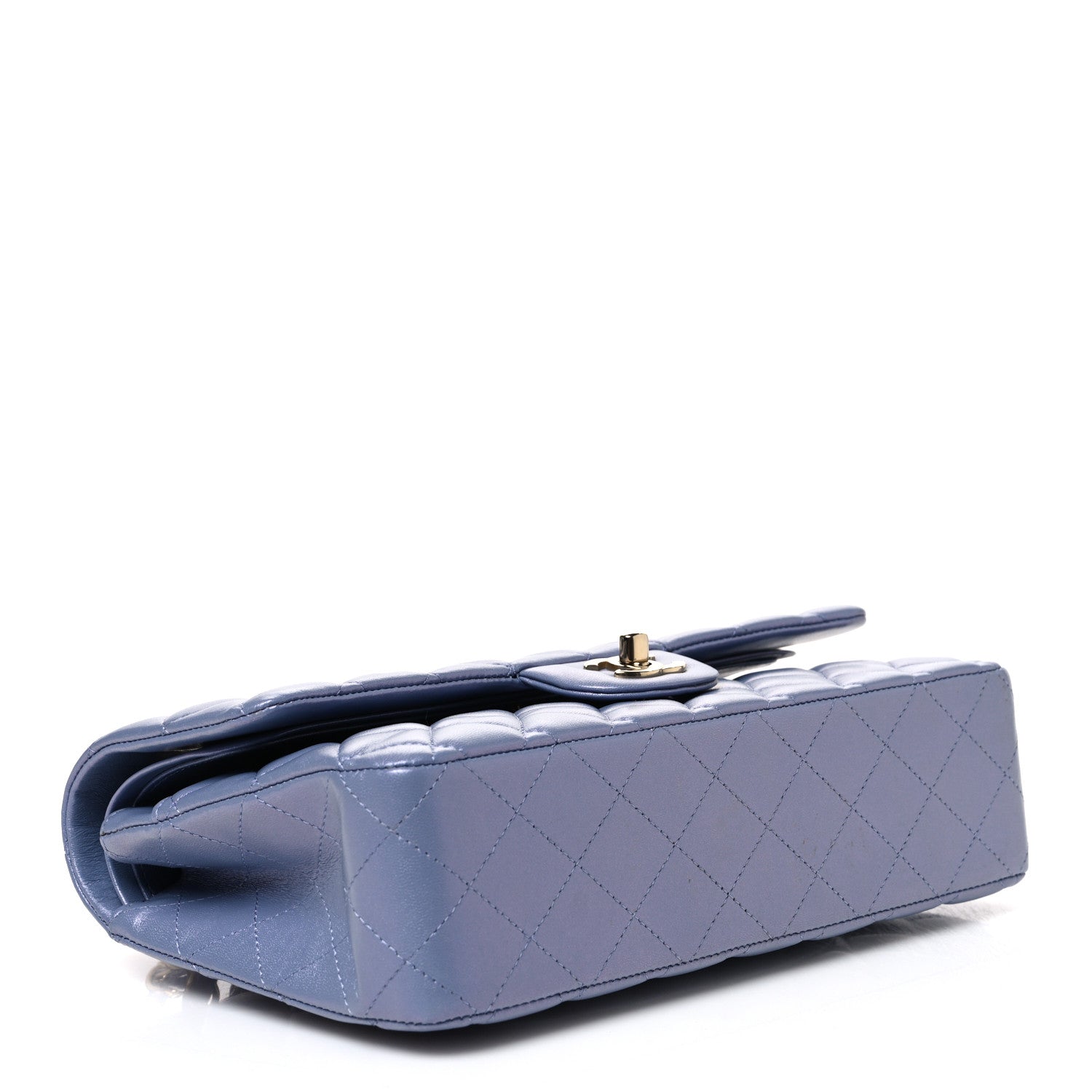 Iridescent Lambskin Quilted Medium Double Flap Light Purple — view 4