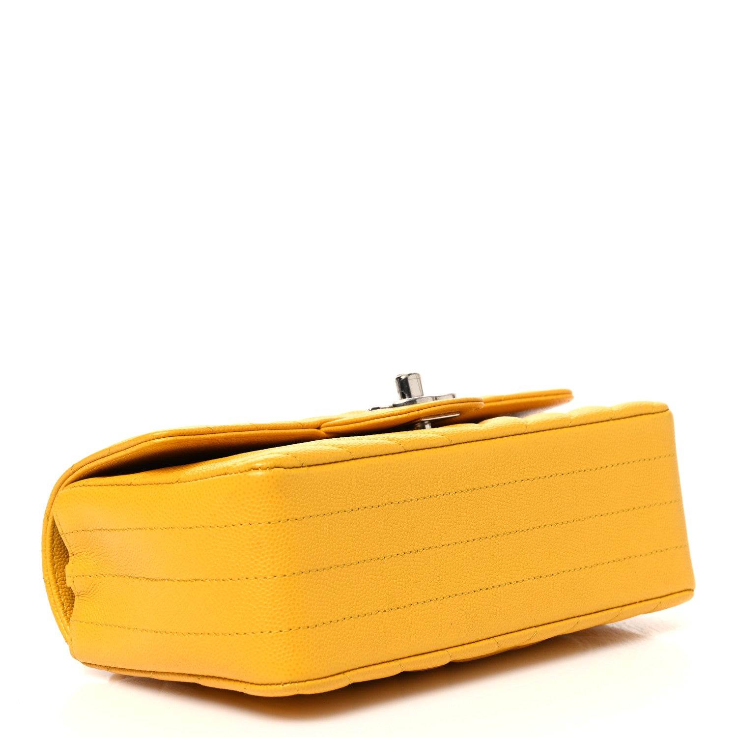 Caviar Chevron Quilted Mini Rectangular Flap Yellow — view 4