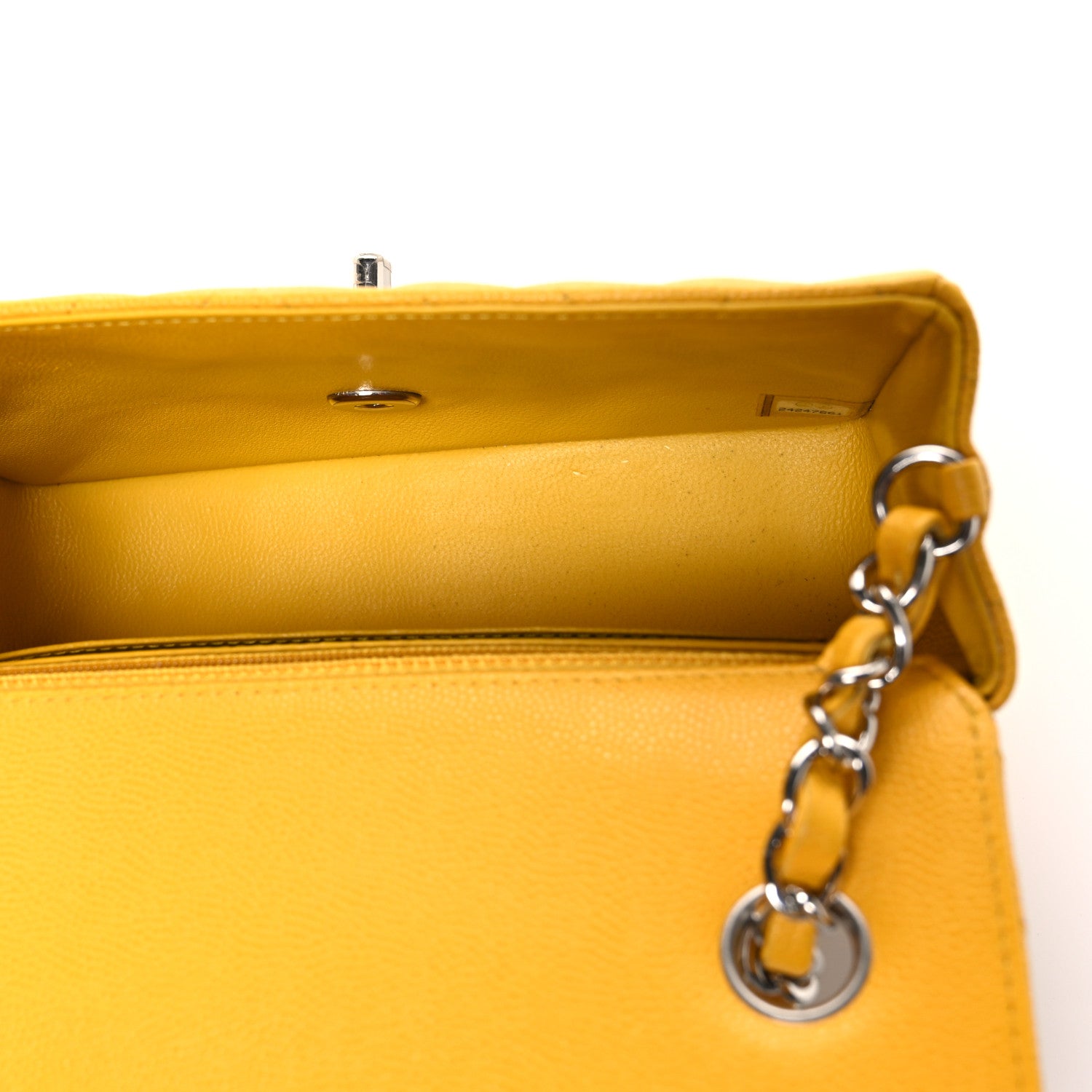 Caviar Chevron Quilted Mini Rectangular Flap Yellow — view 5