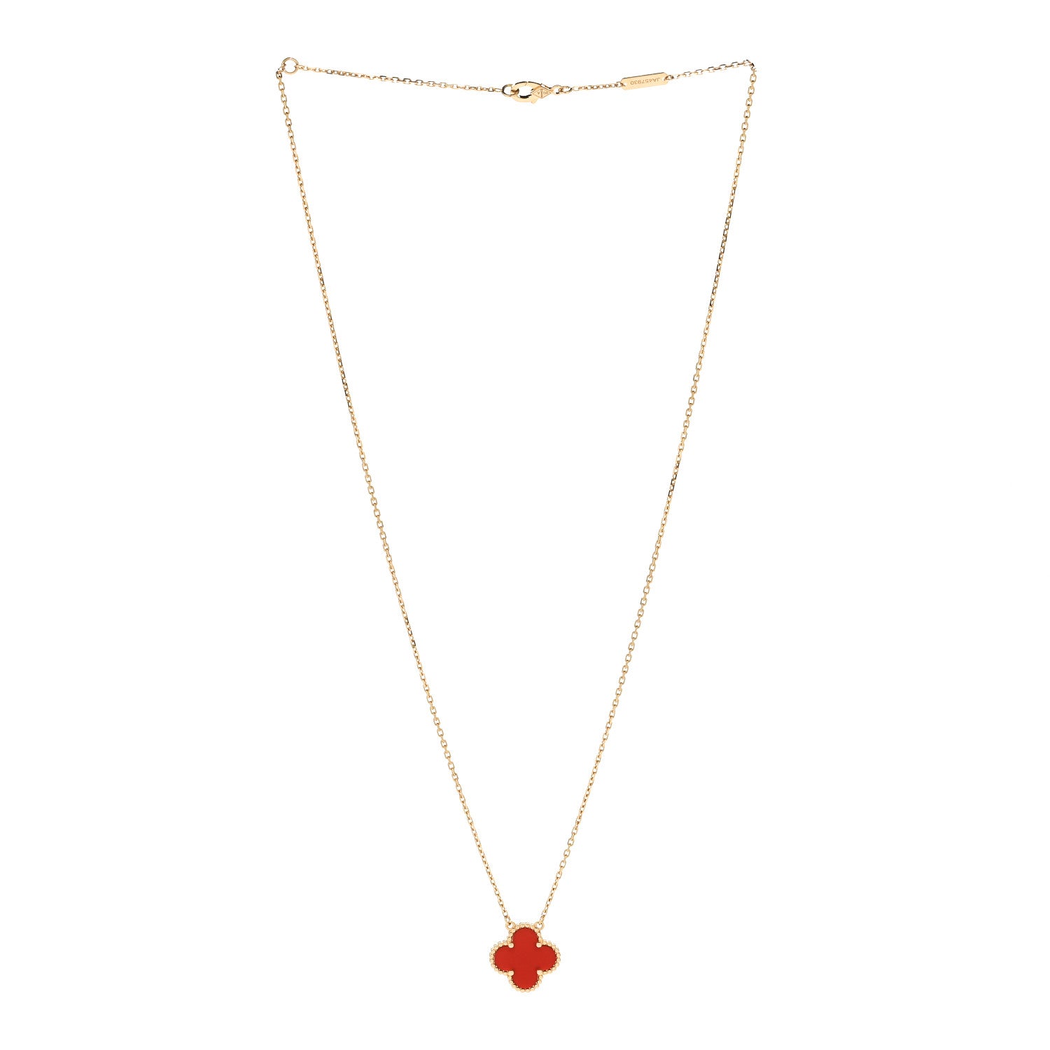 18K Yellow Gold Carnelian Vintage Alhambra Pendant Necklace — view 3