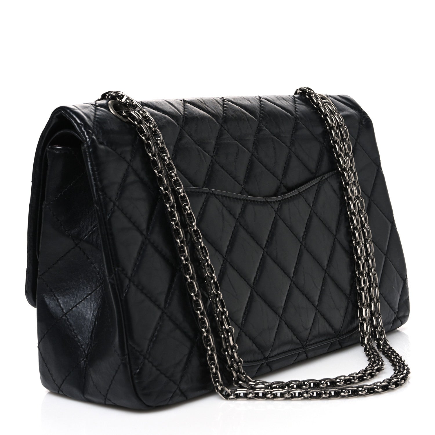 Aged Calfskin Quilted 2.55 Reissue 227 Flap Black — view 3