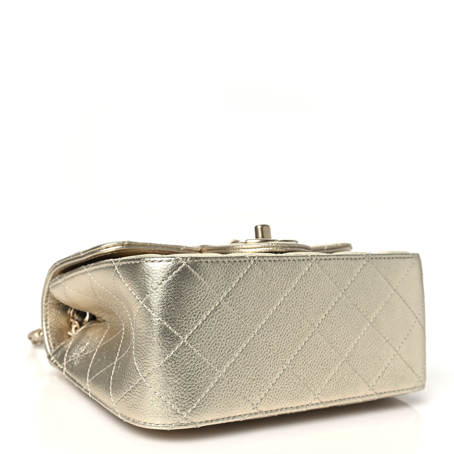 Metallic Caviar Quilted Mini Square CC Slide Flap Gold — view 4