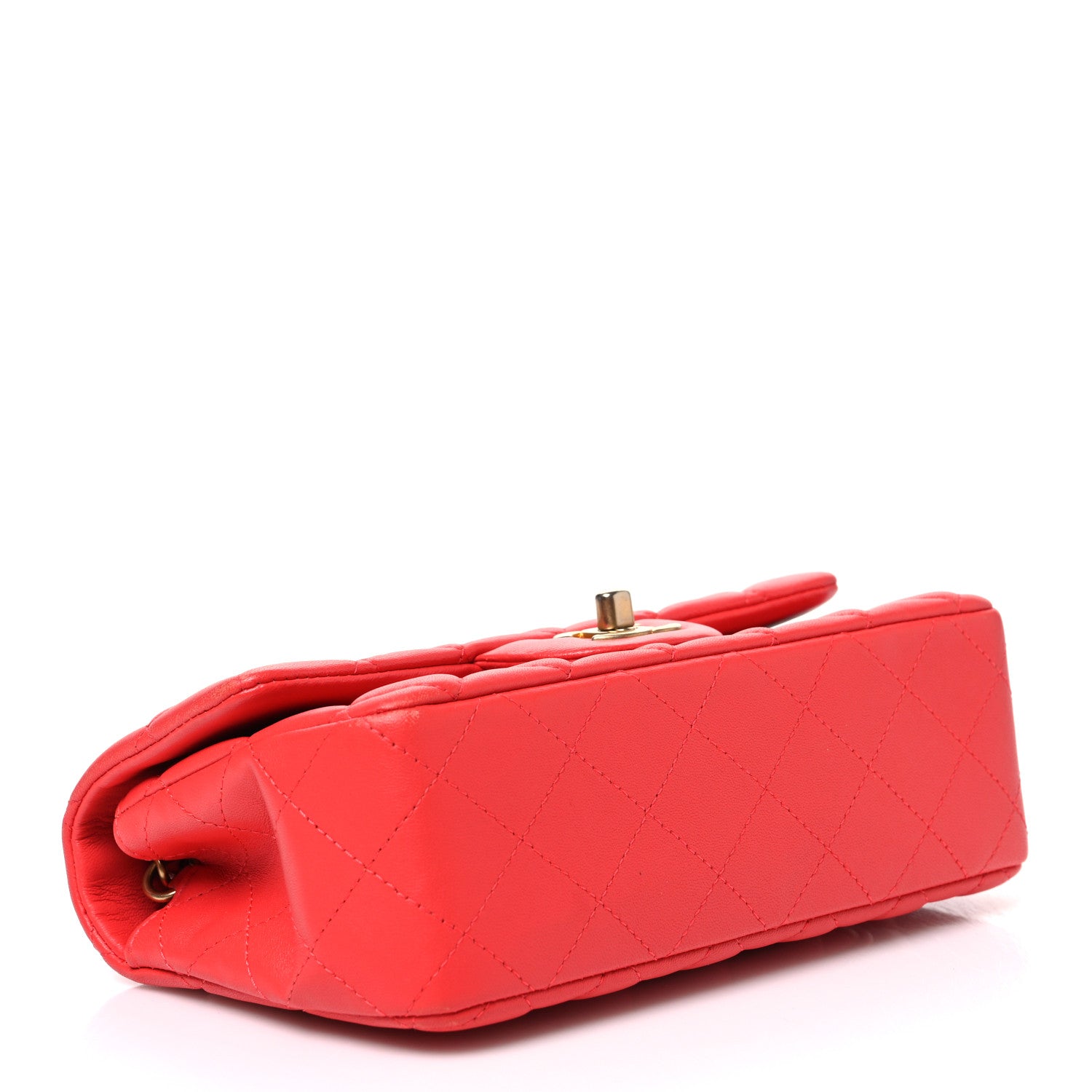 Lambskin Quilted Mini Rectangular Flap Red — view 4