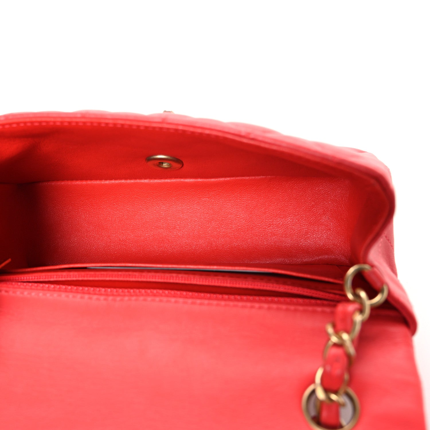 Lambskin Quilted Mini Rectangular Flap Red — view 5