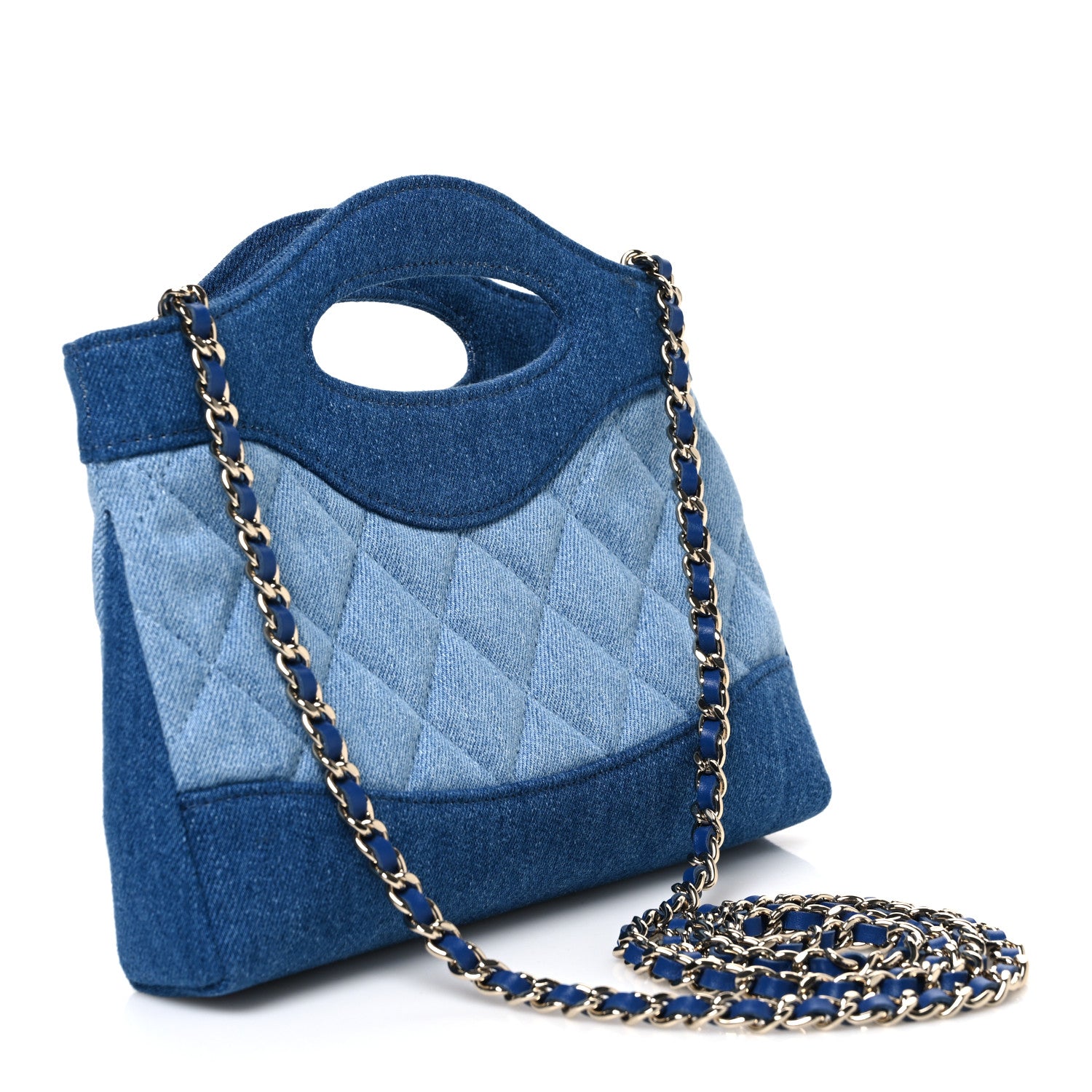 Denim Quilted Nano 31 Shopping Bag Light Blue Dark Blue — view 3
