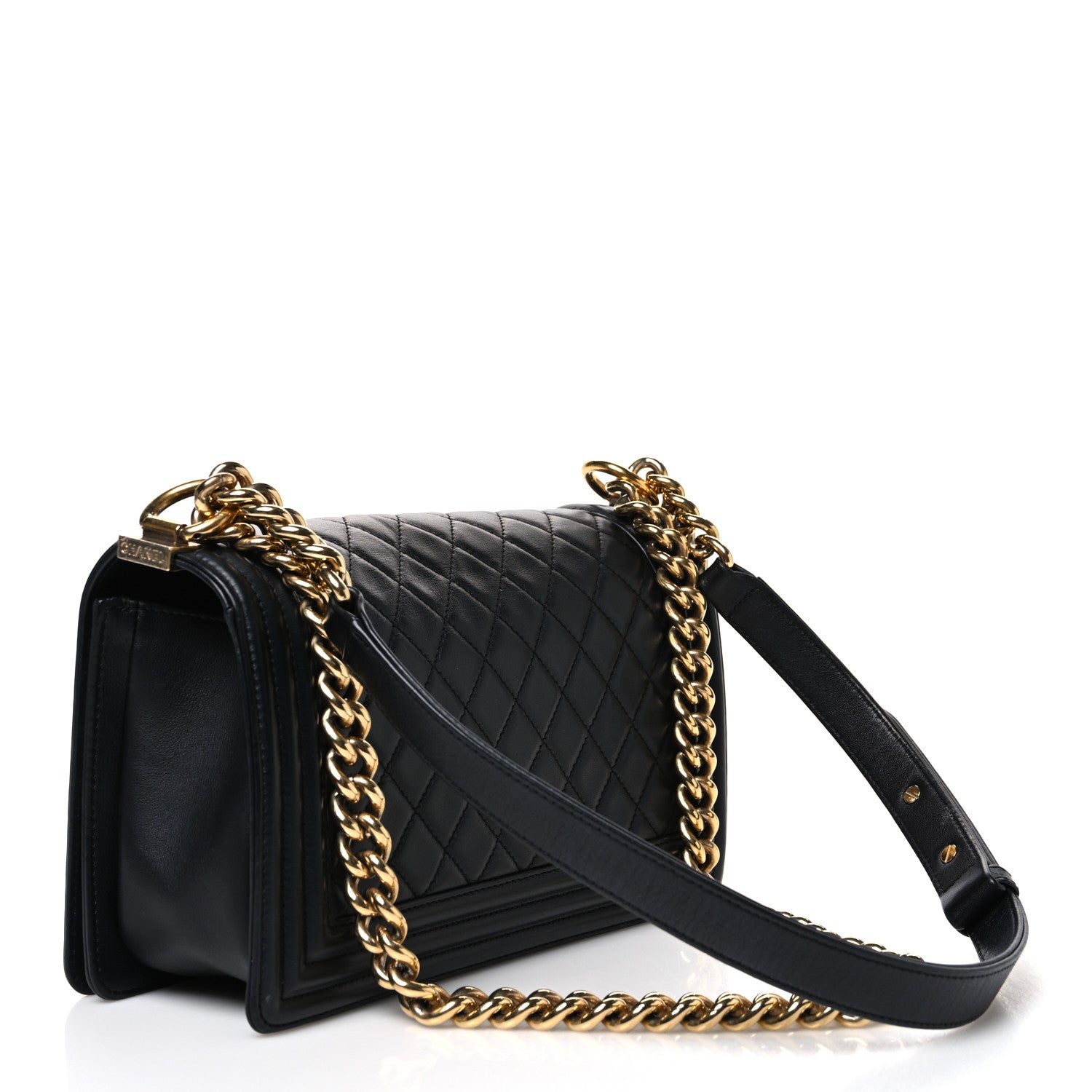 Lambskin Quilted Medium Boy Flap Black — view 3