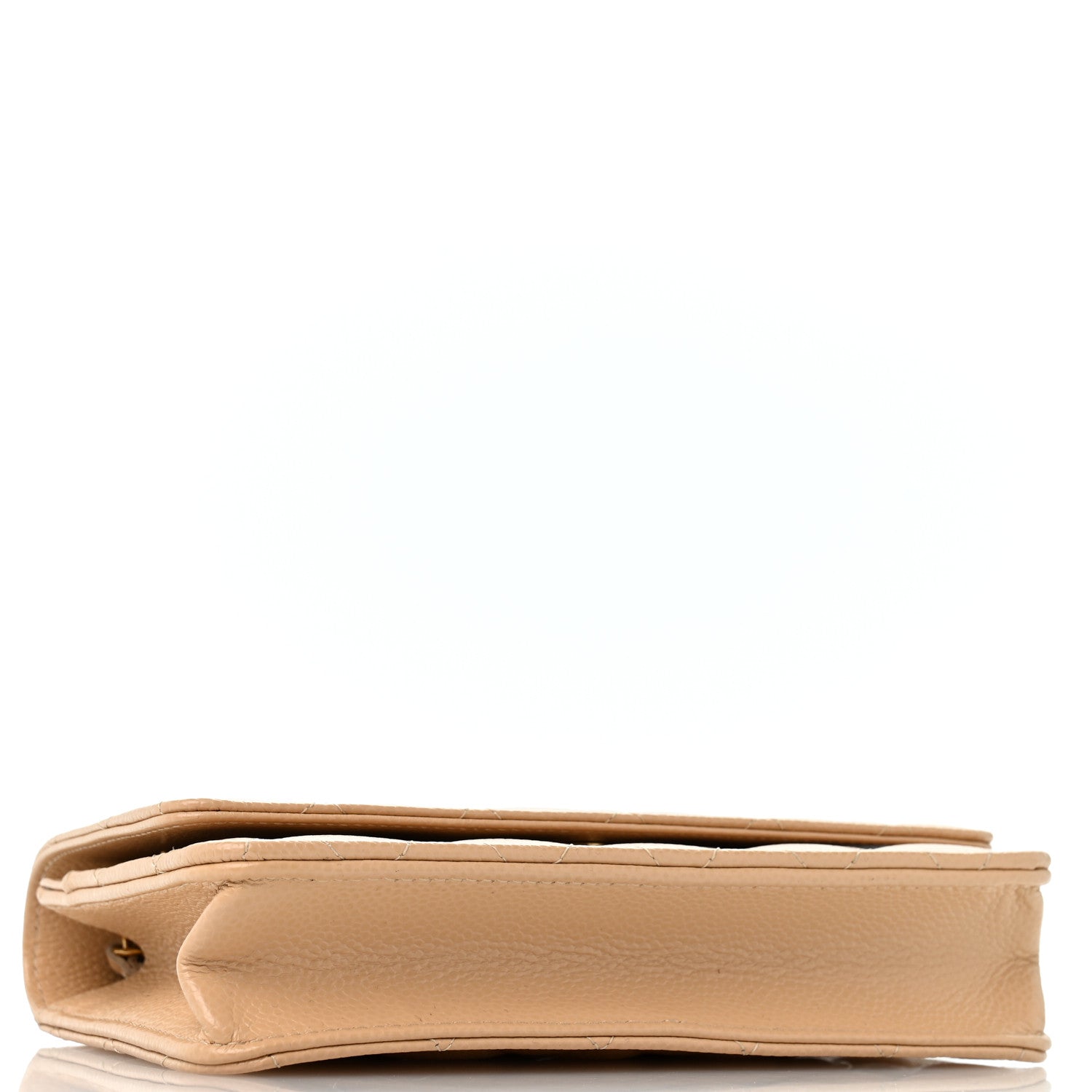 Caviar Quilted Wallet on Chain WOC Beige — view 4