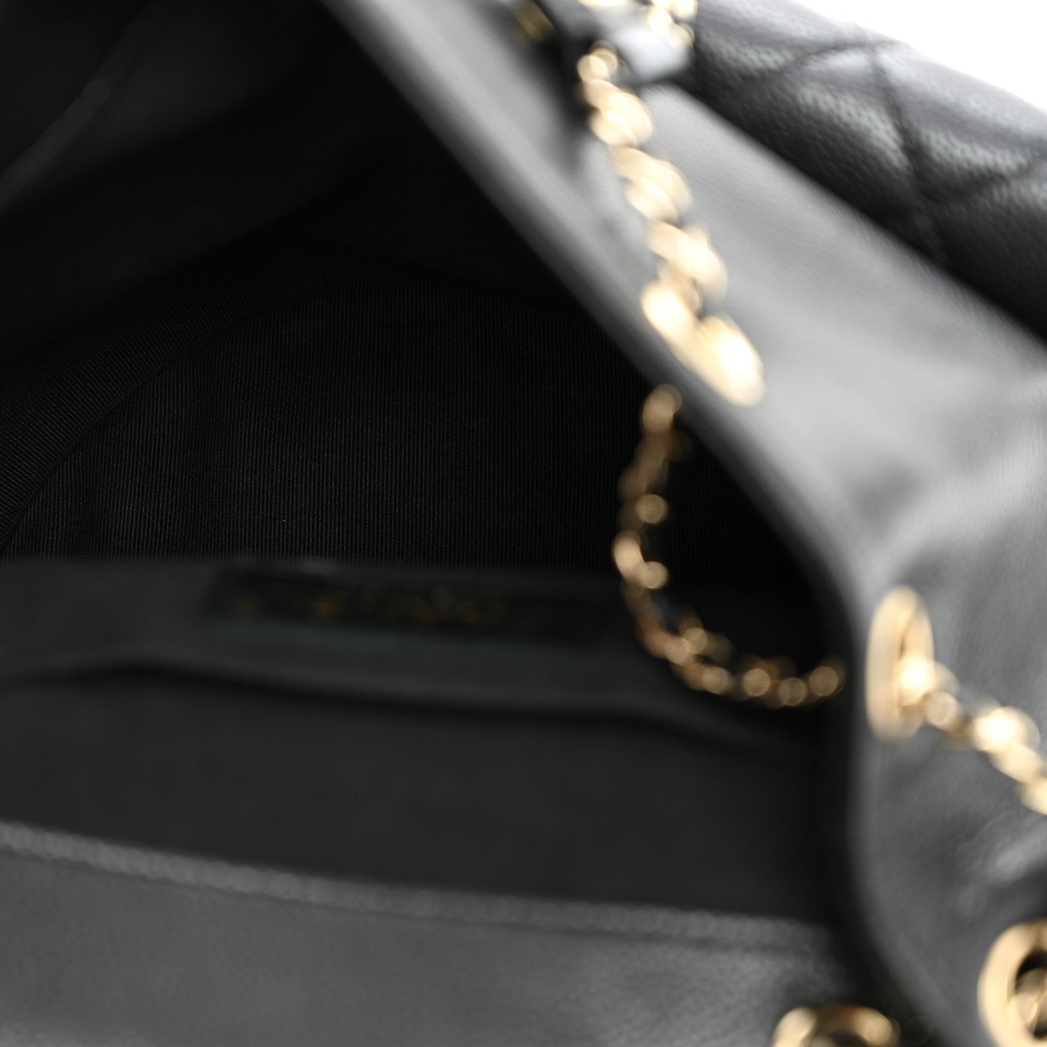 Shiny Caviar Quilted Small Duma Pockets Drawstring Backpack Black — view 5
