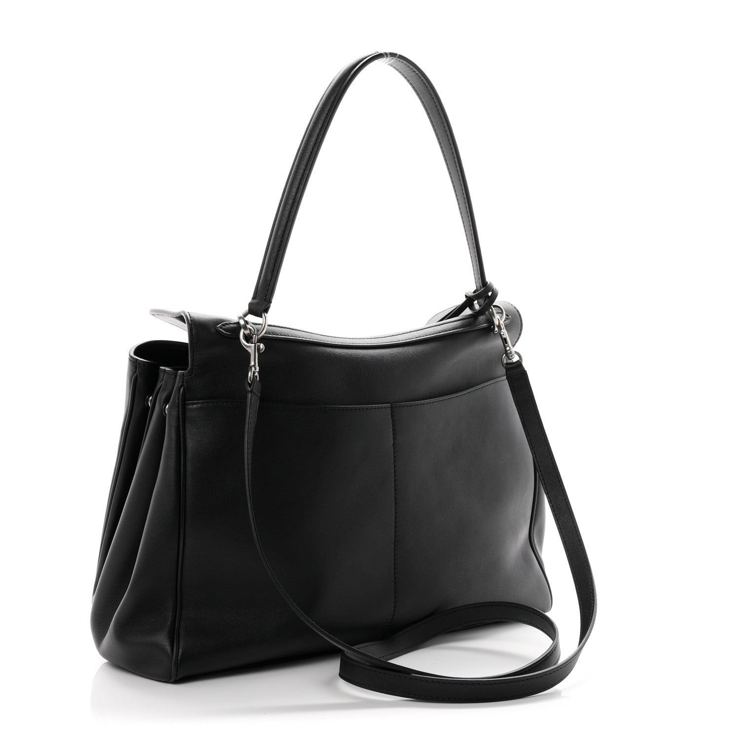 Natural Smooth Calfskin Medium Rodeo Top Handle Handbag Black — view 3