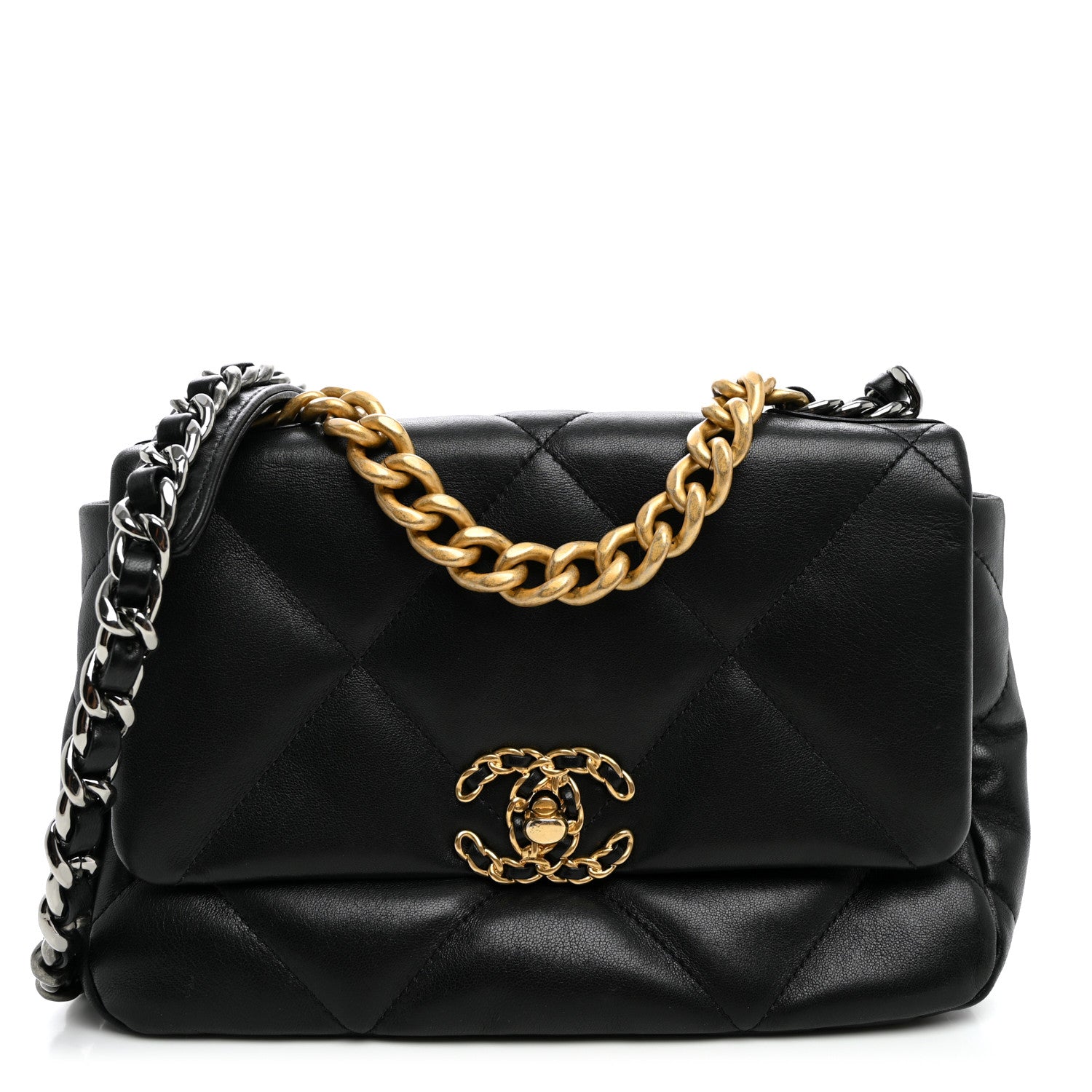 Lambskin Quilted Medium Chanel 19 Flap Black