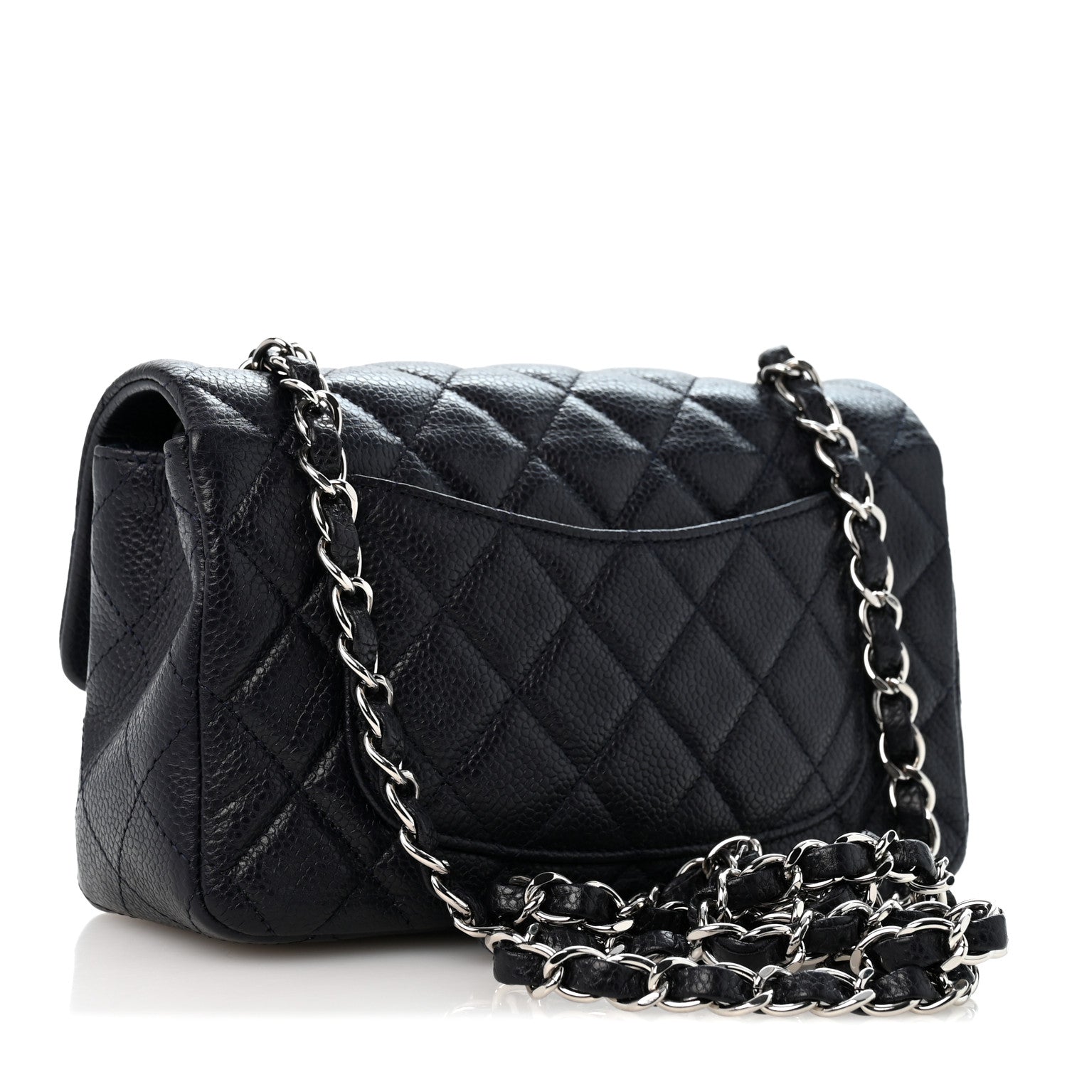 Caviar Quilted Mini Rectangular Flap Navy — view 3