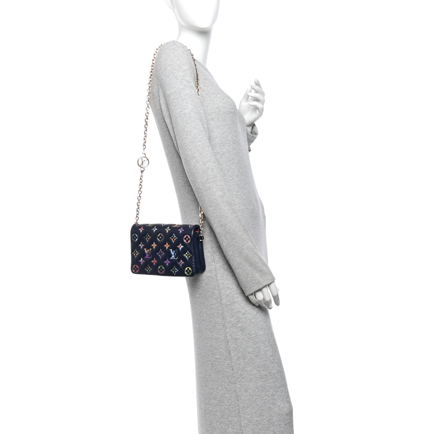 Lambskin Embossed Monogram LV Garden Pochette Coussin Navy — view 2