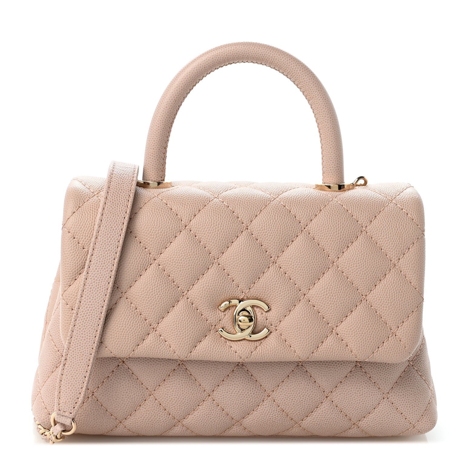 Caviar Quilted Mini Coco Handle Flap Light Pink