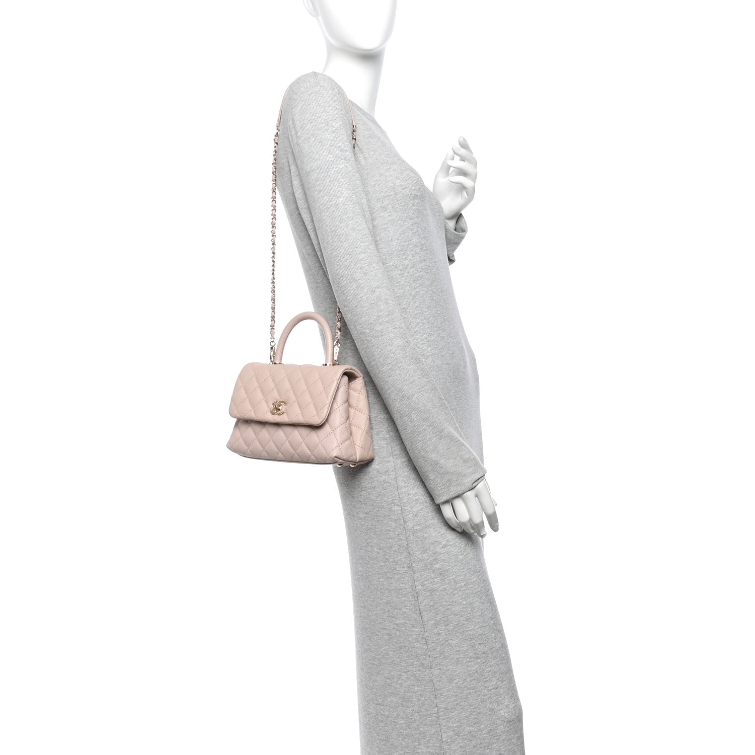 Caviar Quilted Mini Coco Handle Flap Light Pink — view 2