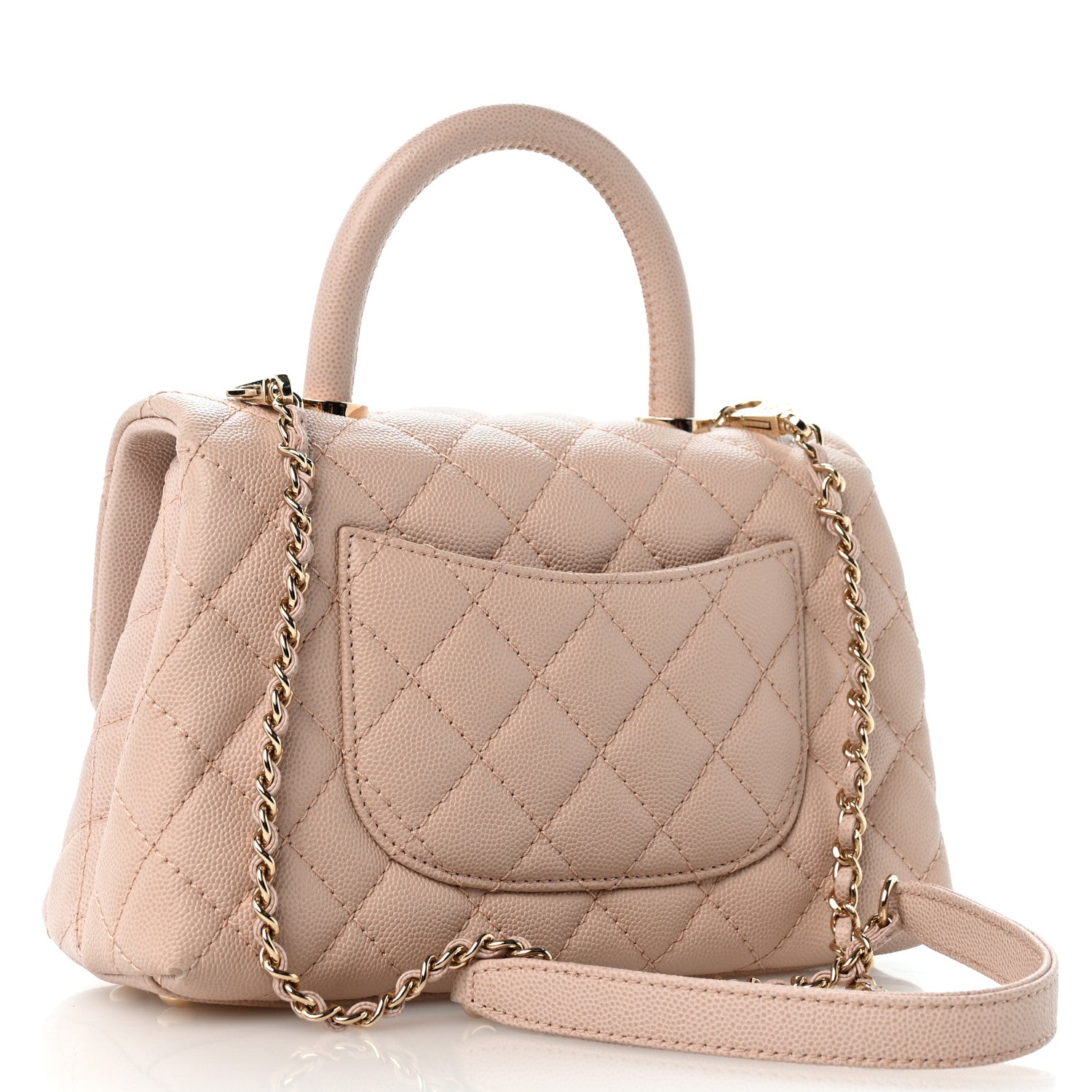 Caviar Quilted Mini Coco Handle Flap Light Pink — view 3