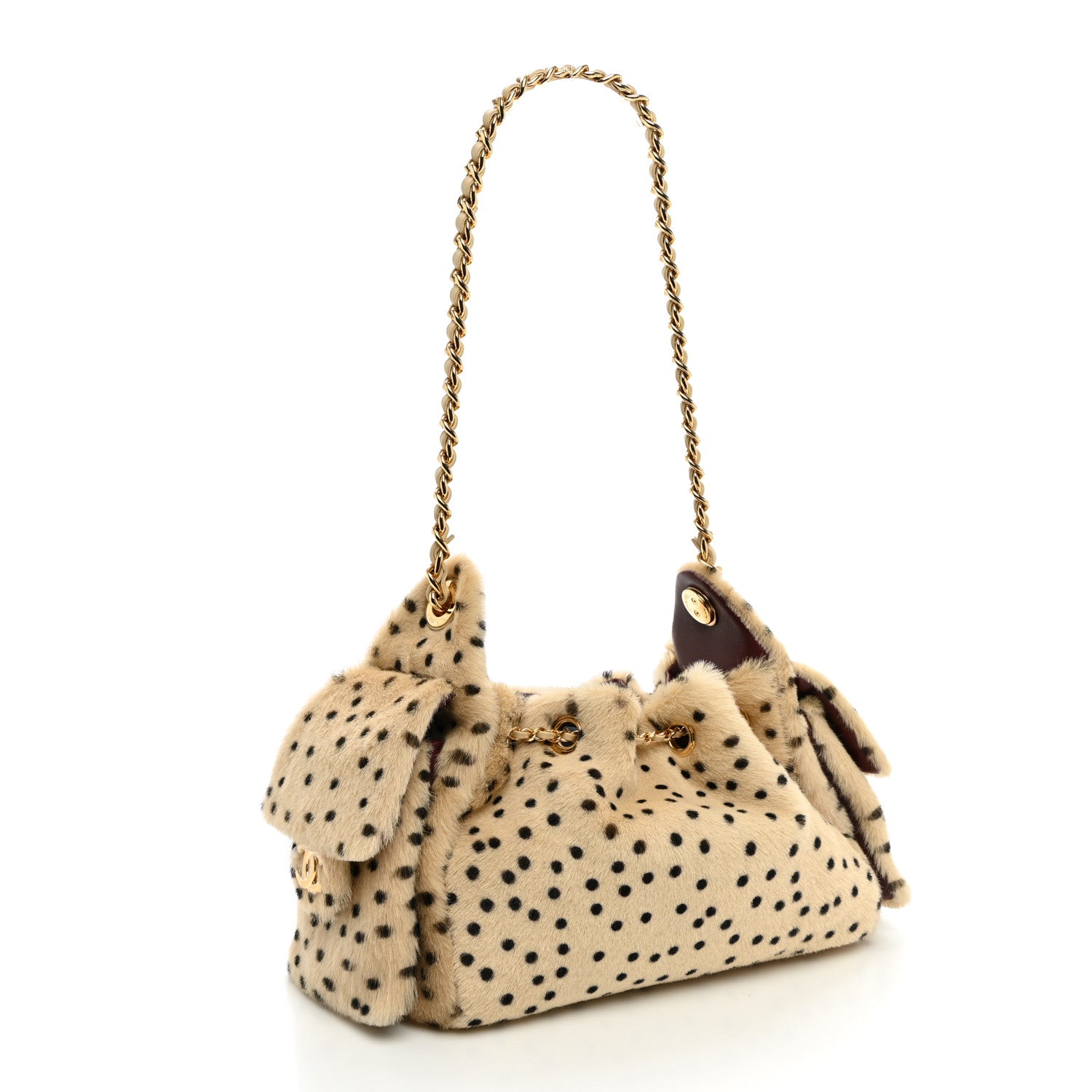Pony Hair Mini Chanel 25 Handbag Beige Black — view 3