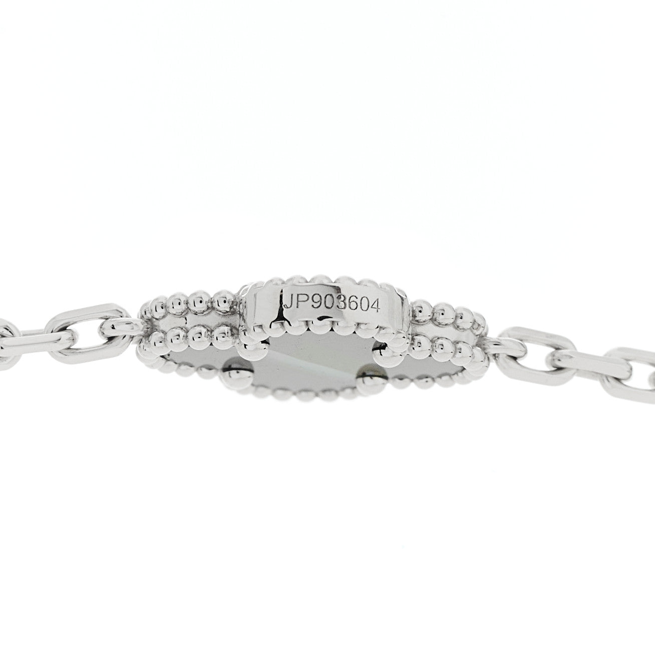 18K White Gold Veined Black Onyx 20 Motifs Vintage Alhambra Necklace — view 5