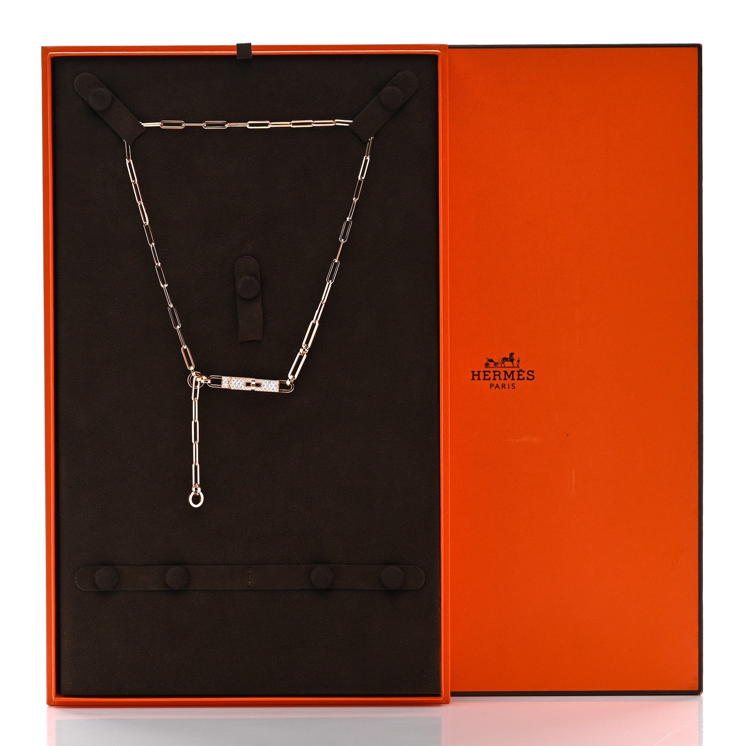 18K Rose Gold Diamond Pave PM Kelly Chaine Lariat Necklace ST — view 5