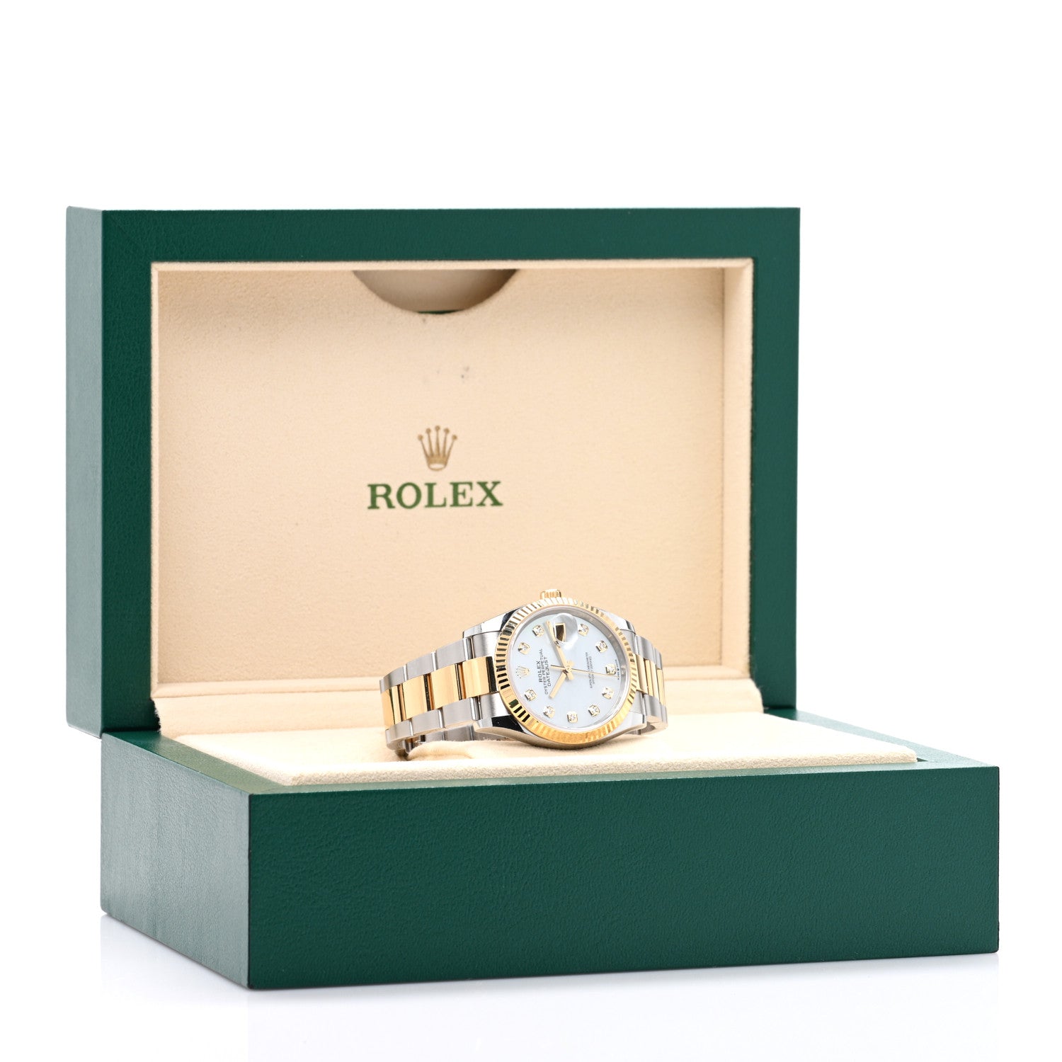 Stainless Steel 18K Yellow Gold Diamond Mother of Pearl 36mm Oyster Perpetual Datejust Watch 126233 — view 5