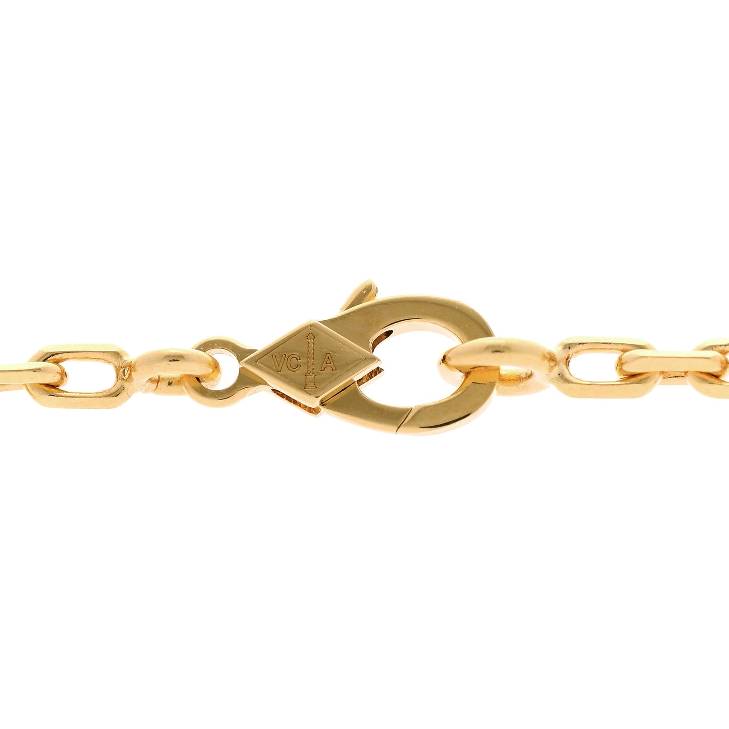 18K Yellow Gold 10 Motifs Guilloche Vintage Alhambra Necklace — view 4