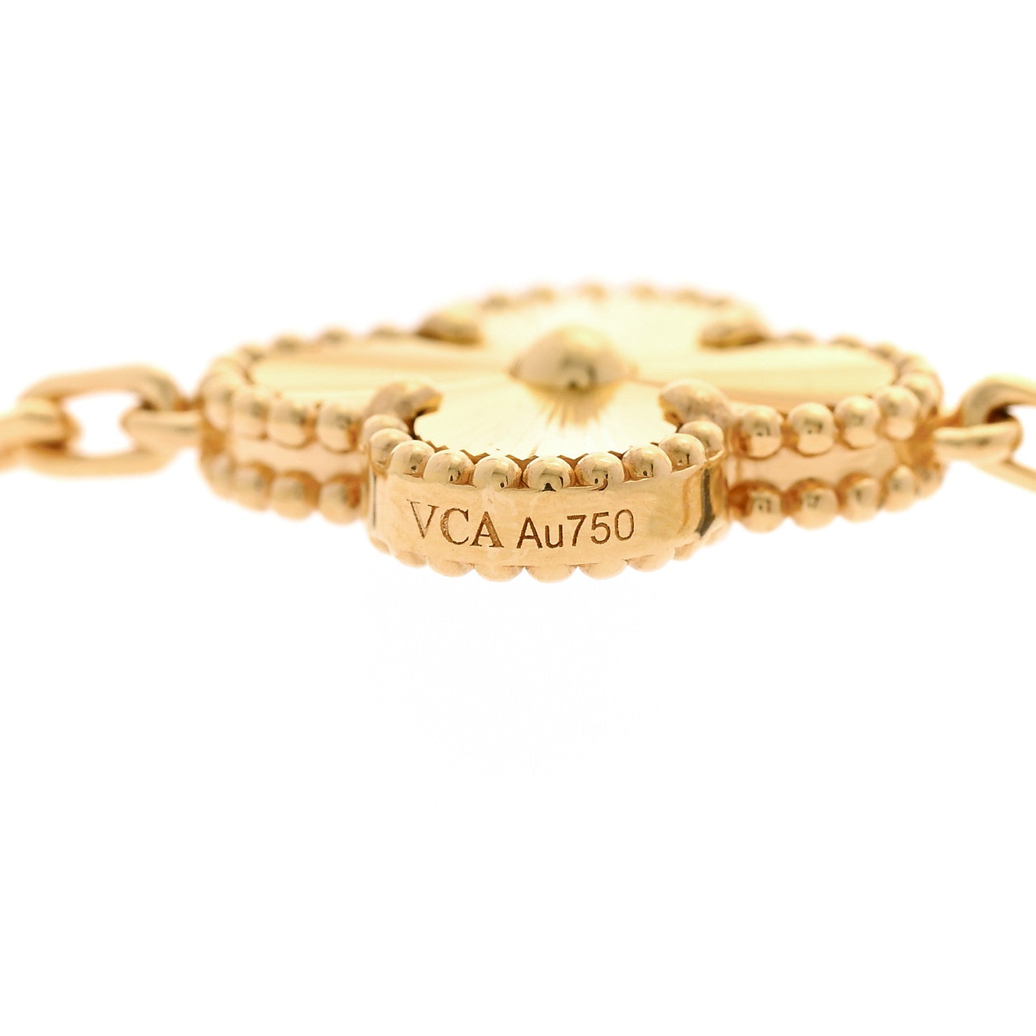 18K Yellow Gold 10 Motifs Guilloche Vintage Alhambra Necklace — view 5