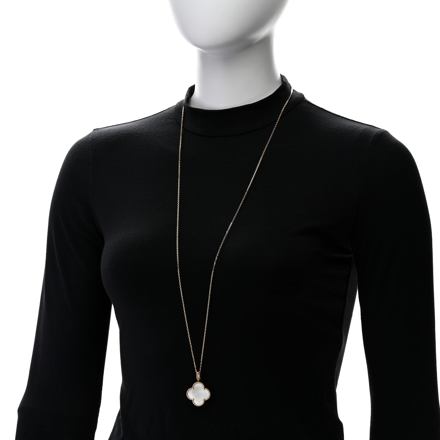 18K Yellow Gold Mother of Pearl Magic Alhambra Long Necklace — view 2